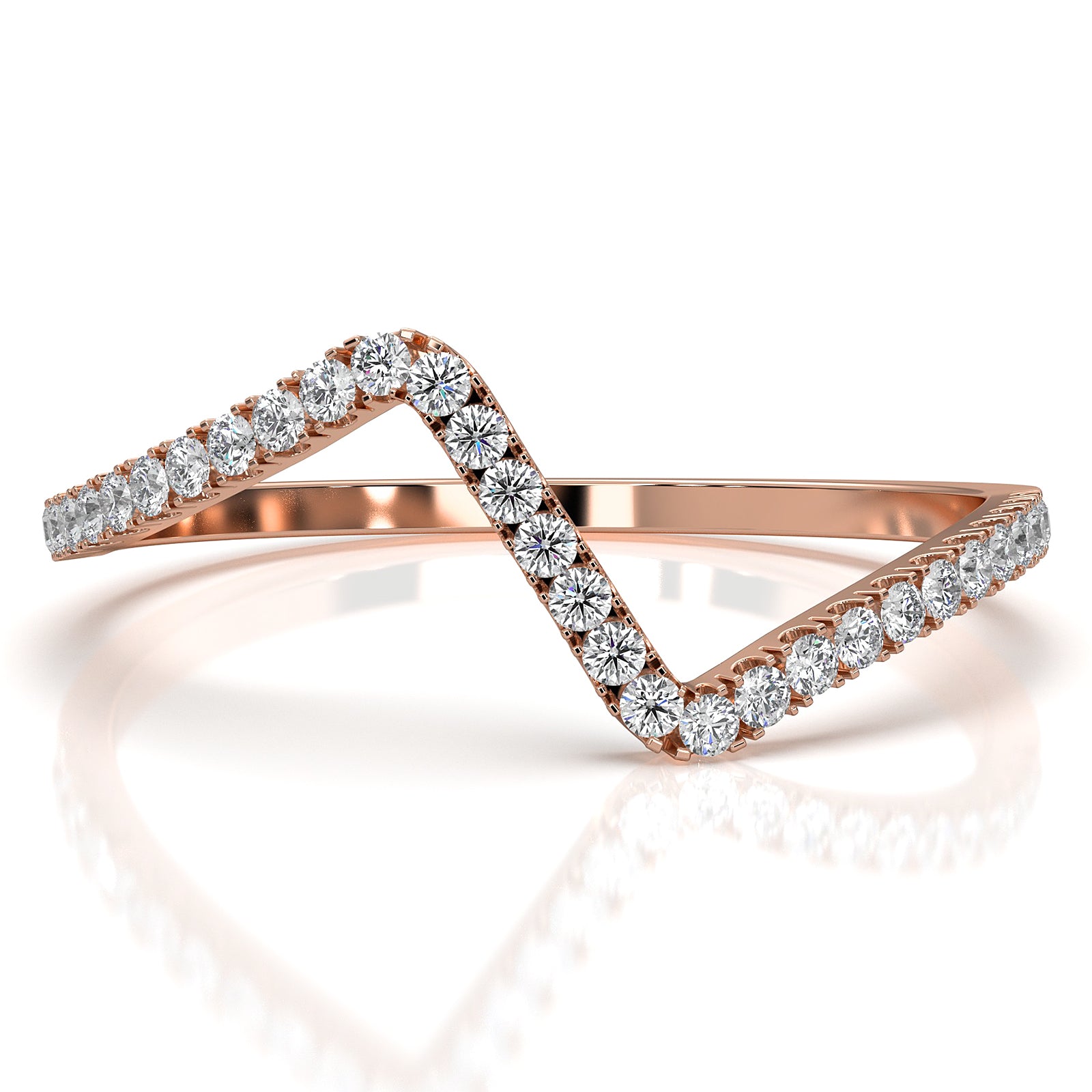 Classic Zig Zag Design Round Lab Diamond Fashionable Ring in 0.13ctw.