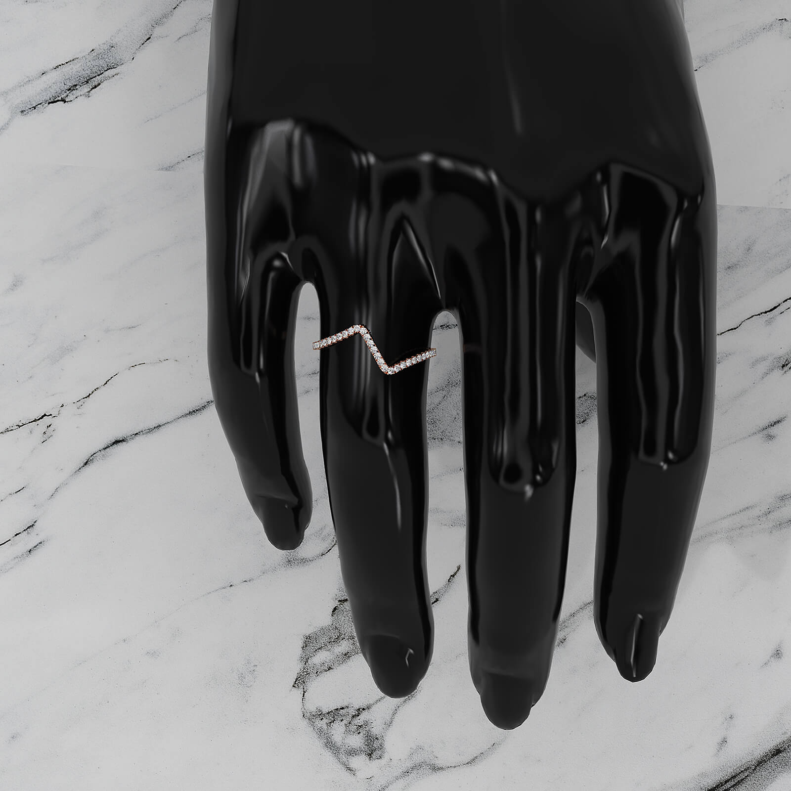 Classic Zig Zag Design Round Lab Diamond Fashionable Ring in 0.13ctw.