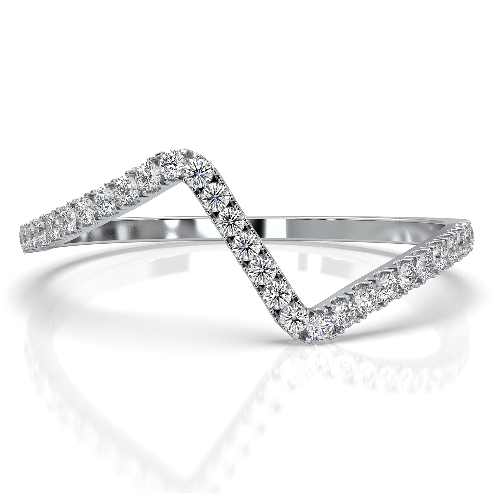 Classic Zig Zag Design Round Lab Diamond Fashionable Ring in 0.13ctw.
