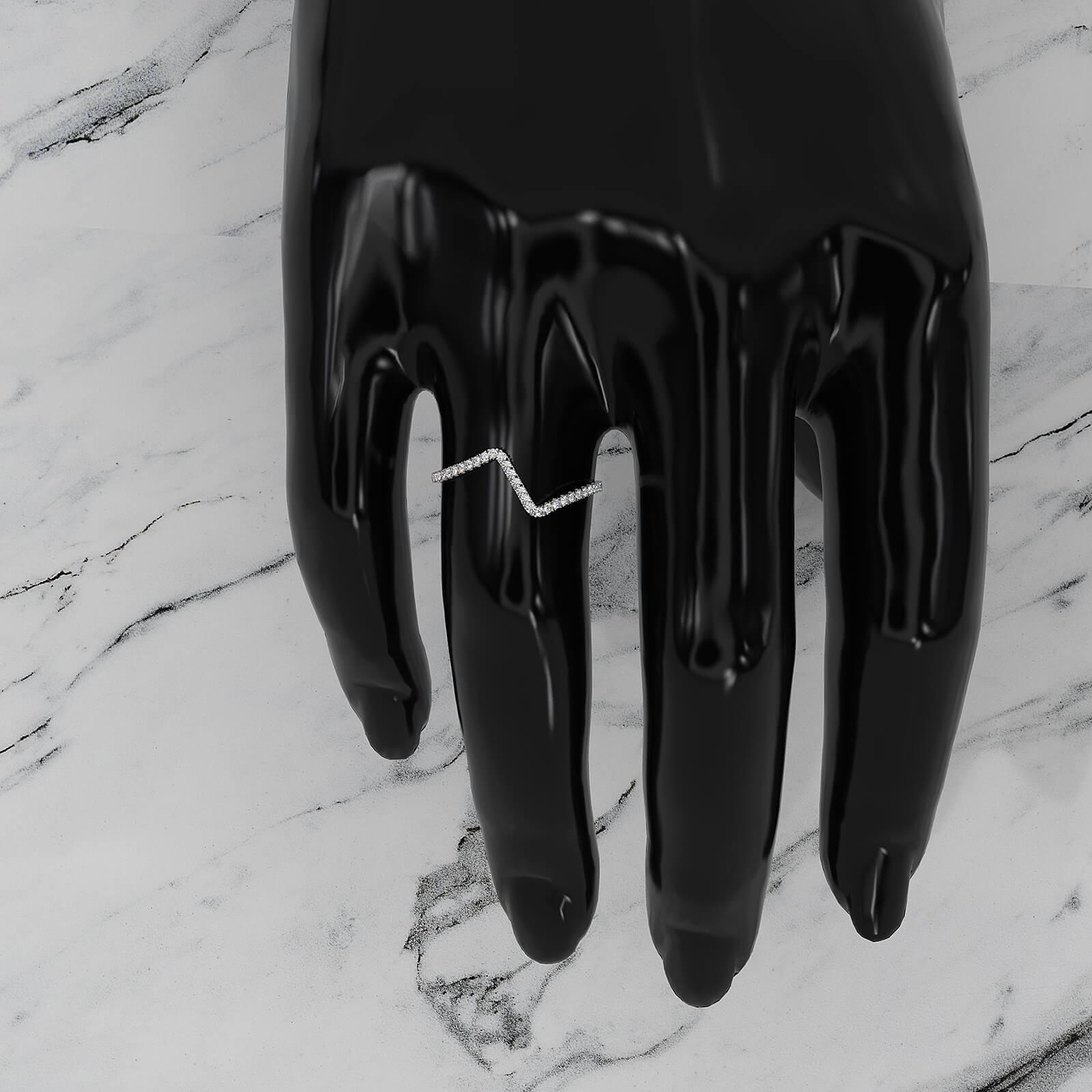 Classic Zig Zag Design Round Lab Diamond Fashionable Ring in 0.13ctw.