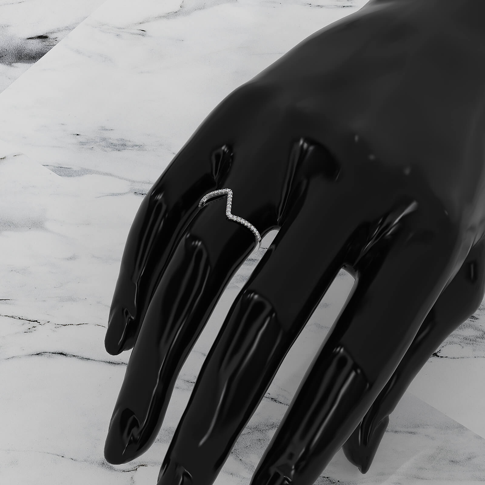 Classic Zig Zag Design Round Lab Diamond Fashionable Ring in 0.13ctw.