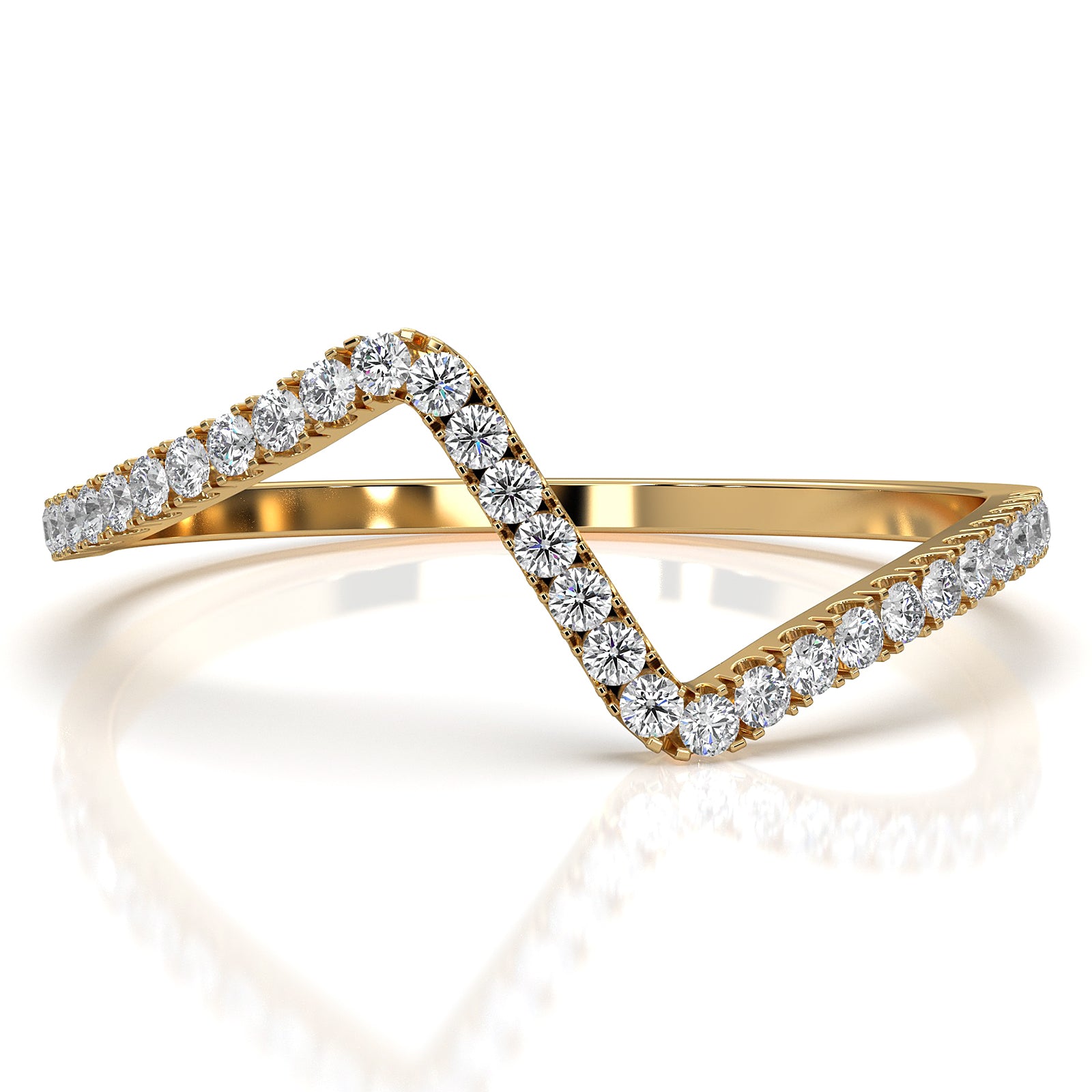 Classic Zig Zag Design Round Lab Diamond Fashionable Ring in 0.13ctw.