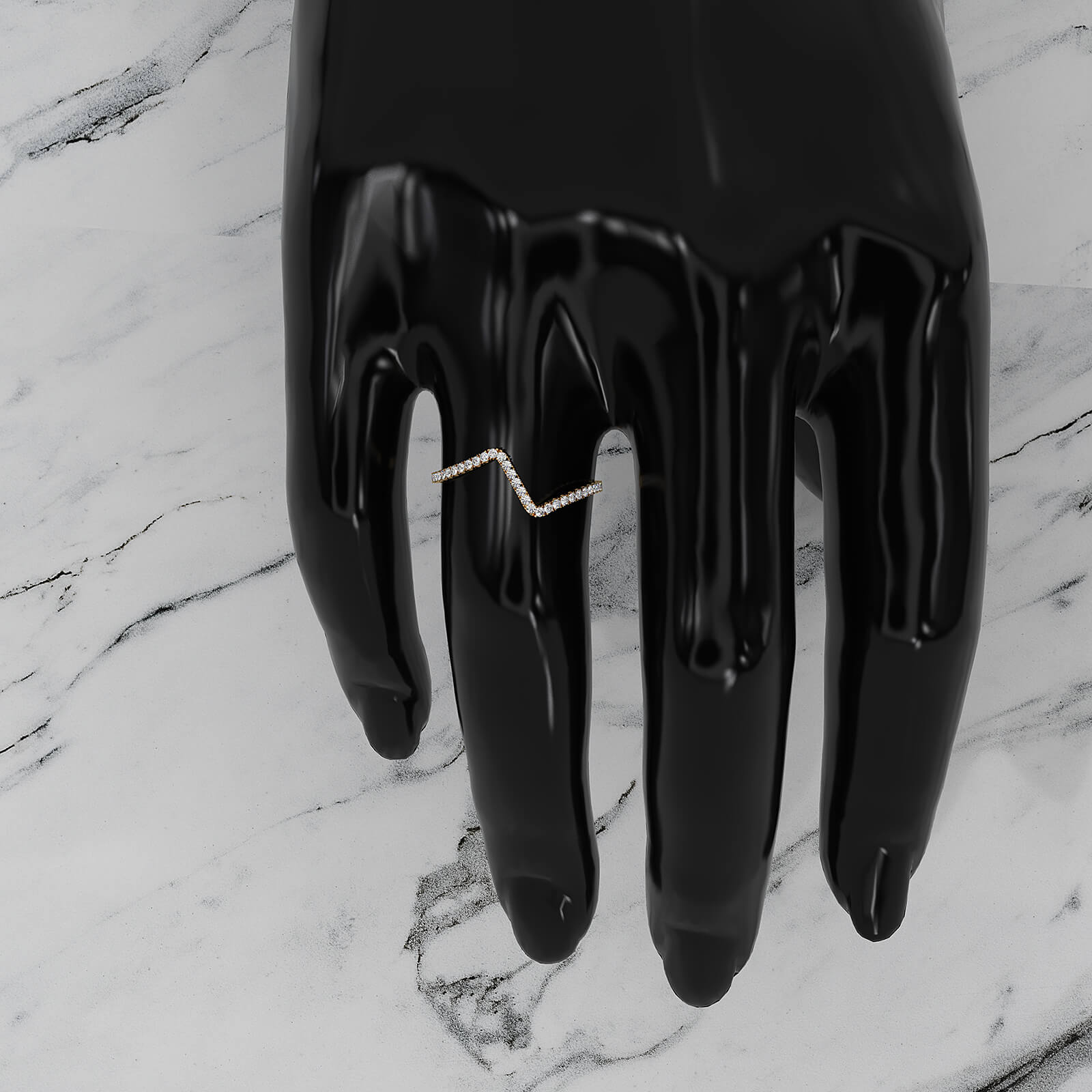 Classic Zig Zag Design Round Lab Diamond Fashionable Ring in 0.13ctw.