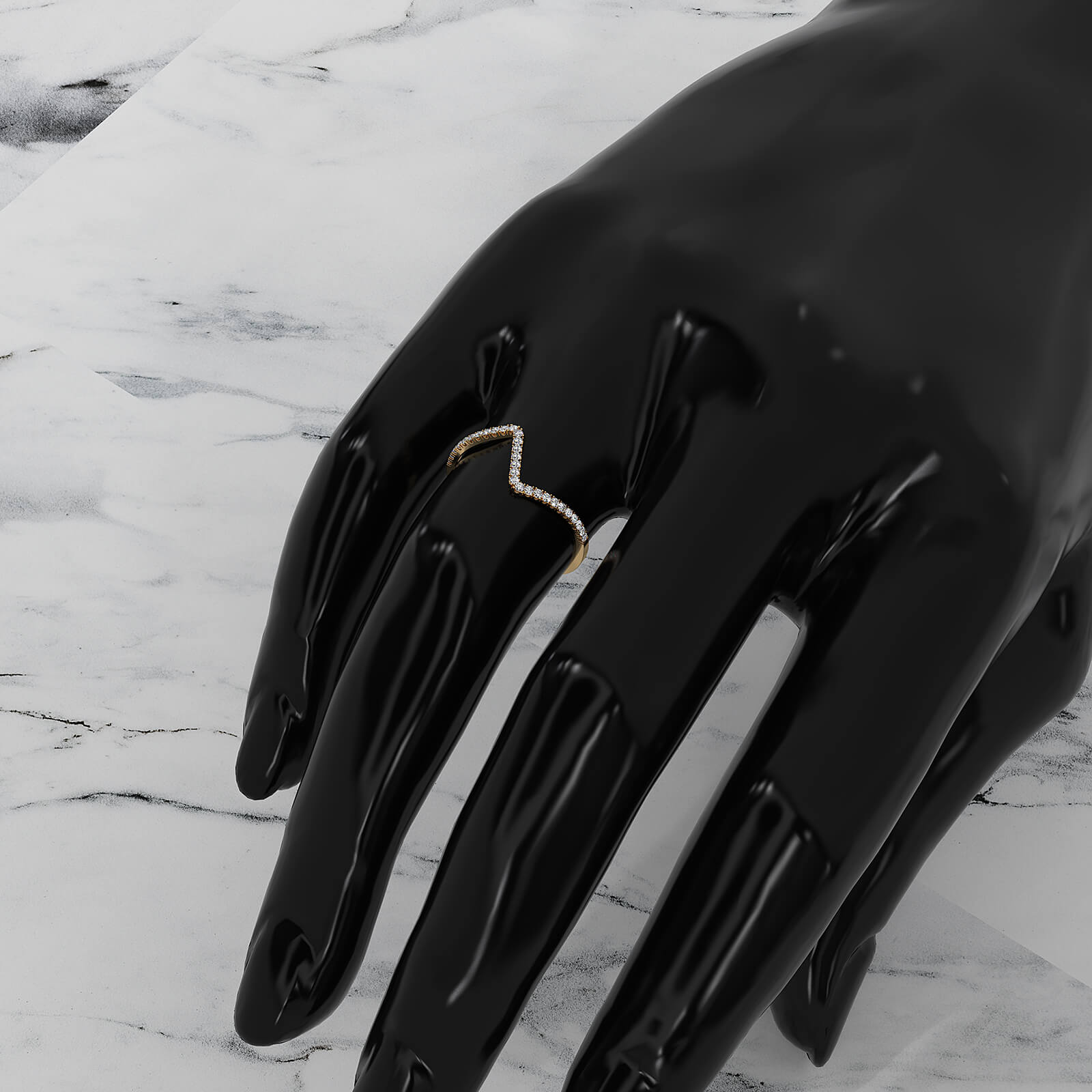 Classic Zig Zag Design Round Lab Diamond Fashionable Ring in 0.13ctw.