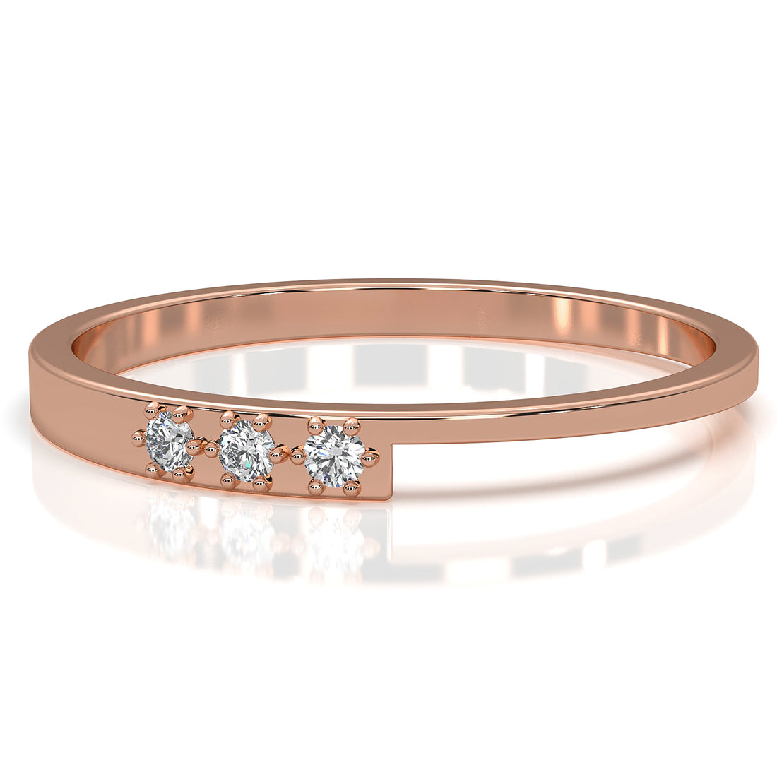 Unique Slim Geometric Round Shape Lab Diamond Fashion Ring 0.04ctw.