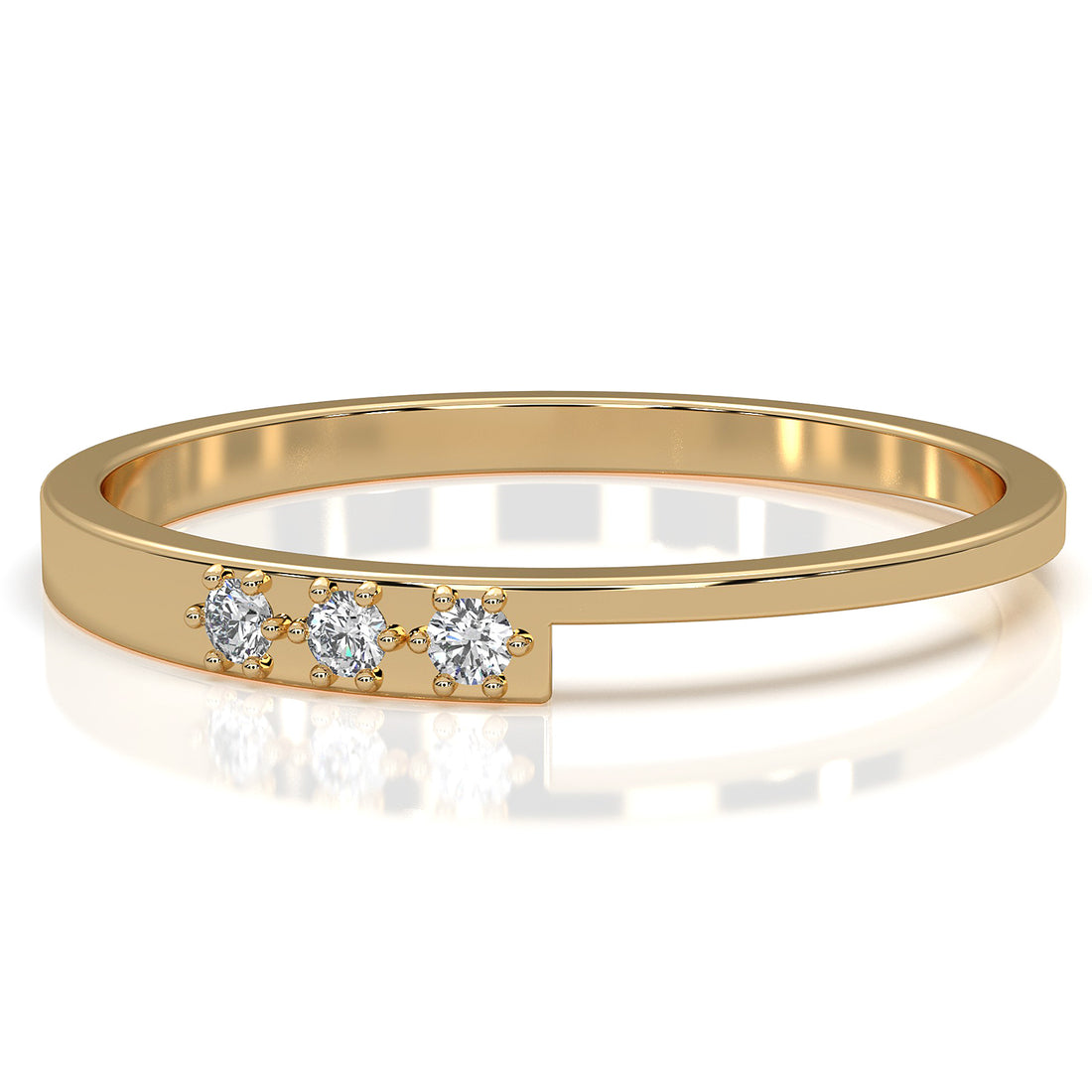 Unique Slim Geometric Round Shape Lab Diamond Fashion Ring 0.04ctw.