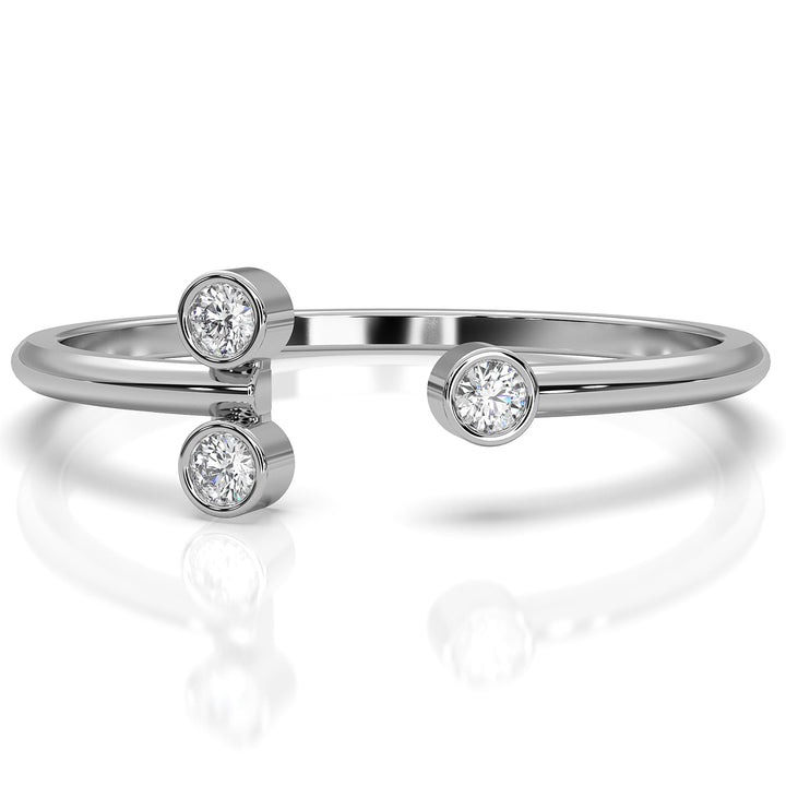 Alternating Open Cuff Round Lab Diamond Bezel Set Anniversary Ring 0.05ctw.