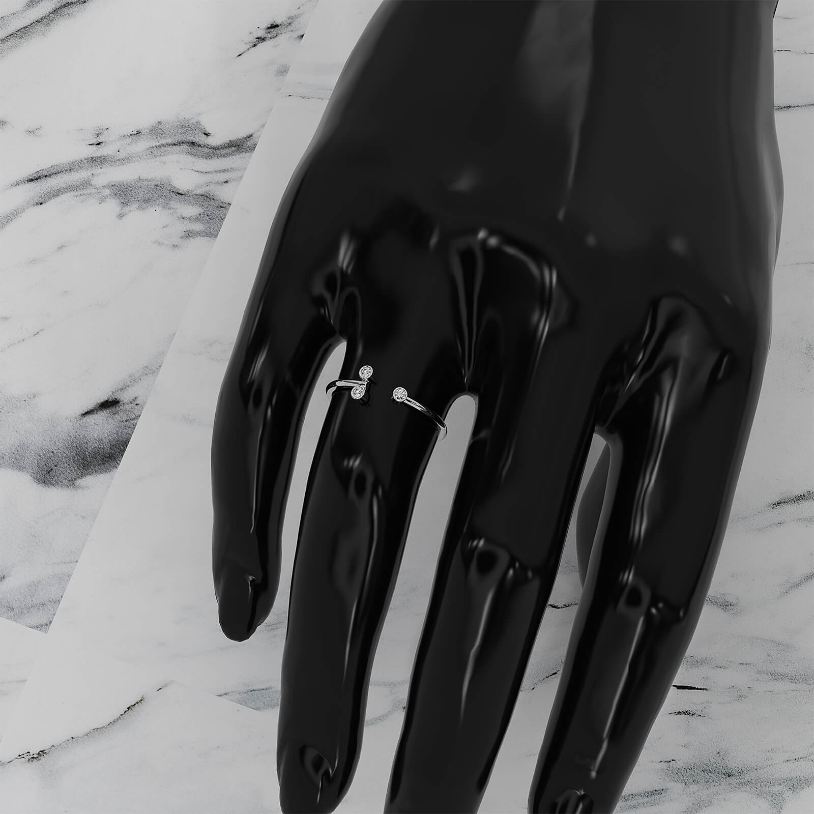 Alternating Open Cuff Round Lab Diamond Bezel Set Anniversary Ring 0.05ctw.