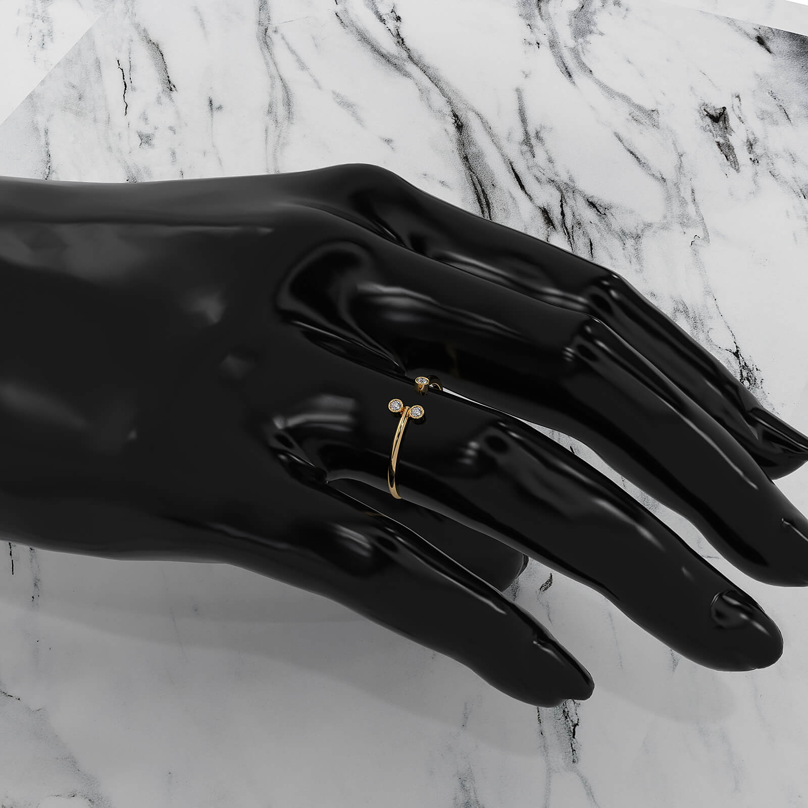 Alternating Open Cuff Round Lab Diamond Bezel Set Anniversary Ring 0.05ctw.