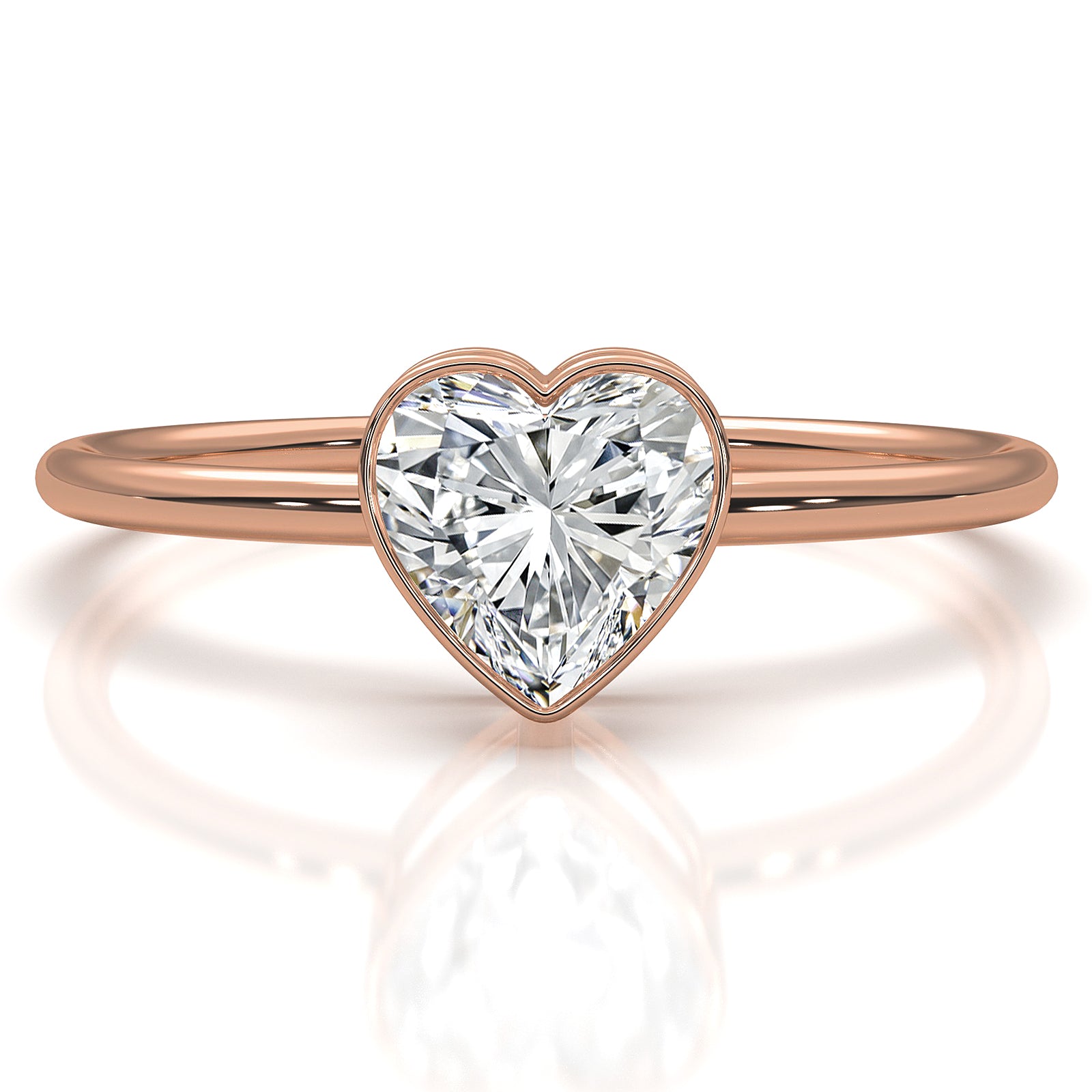 Stackable Heart Lab Diamond Bezel Set Engagement Ring 0.59ctw.