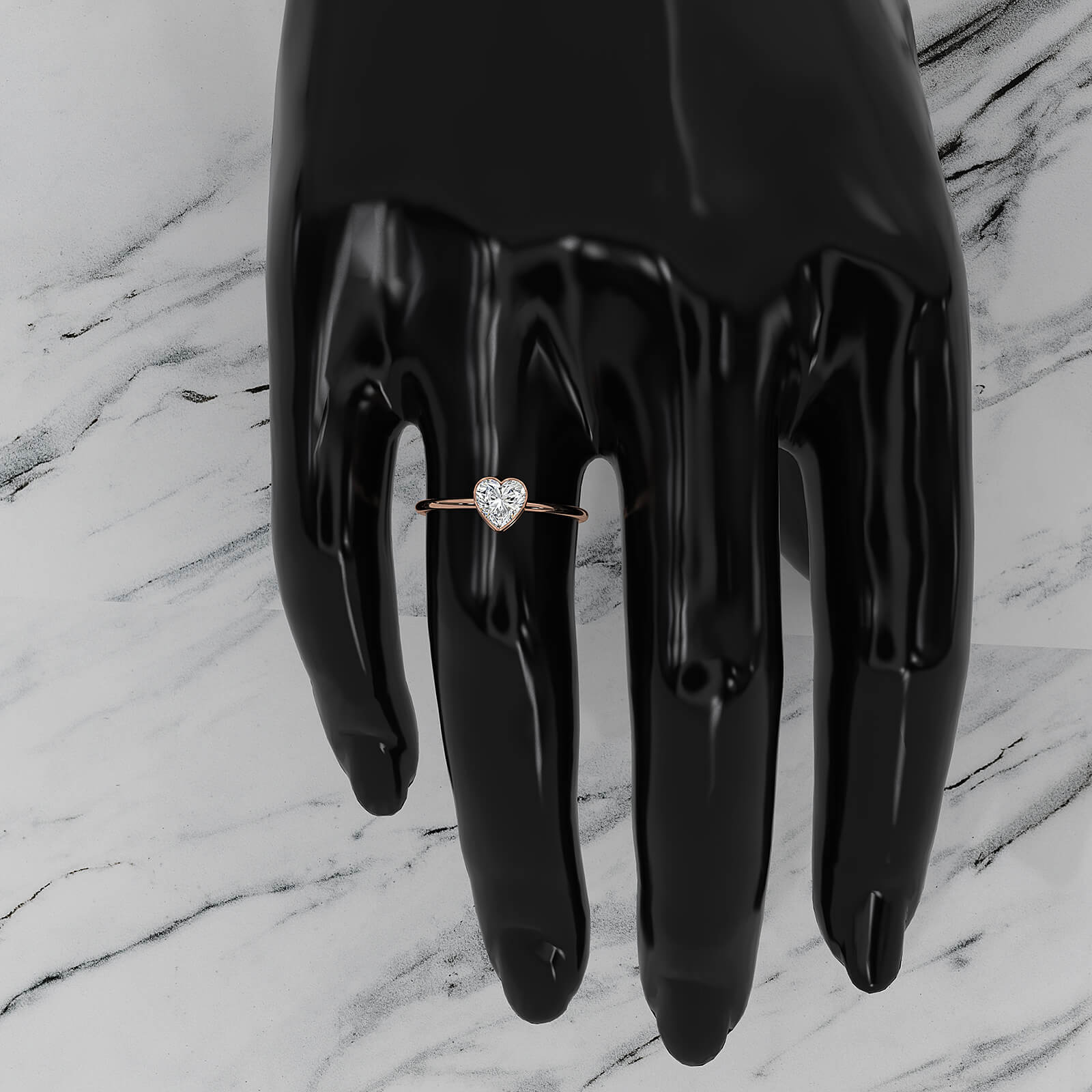 Stackable Heart Lab Diamond Bezel Set Engagement Ring 0.59ctw.