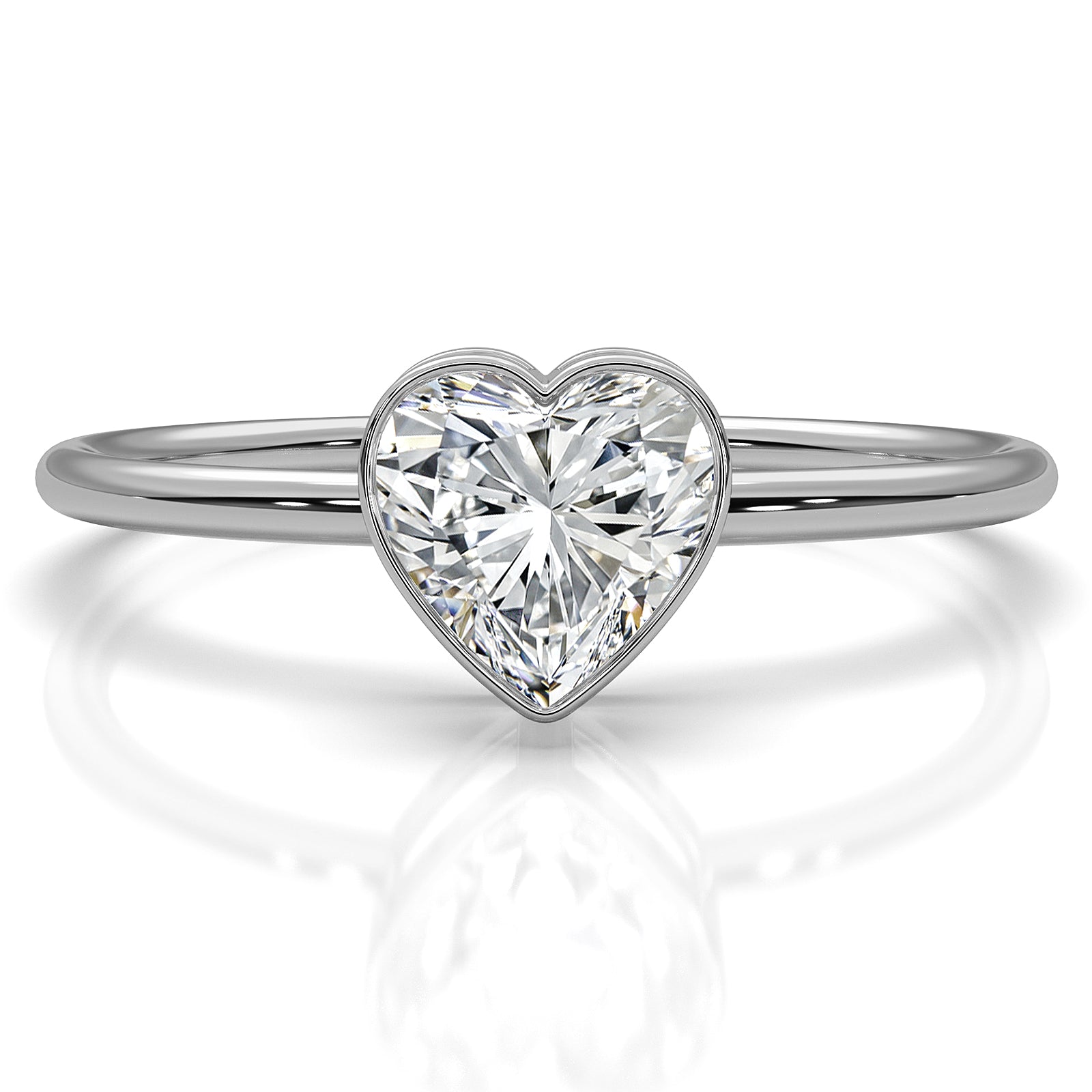 Stackable Heart Lab Diamond Bezel Set Engagement Ring 0.59ctw.