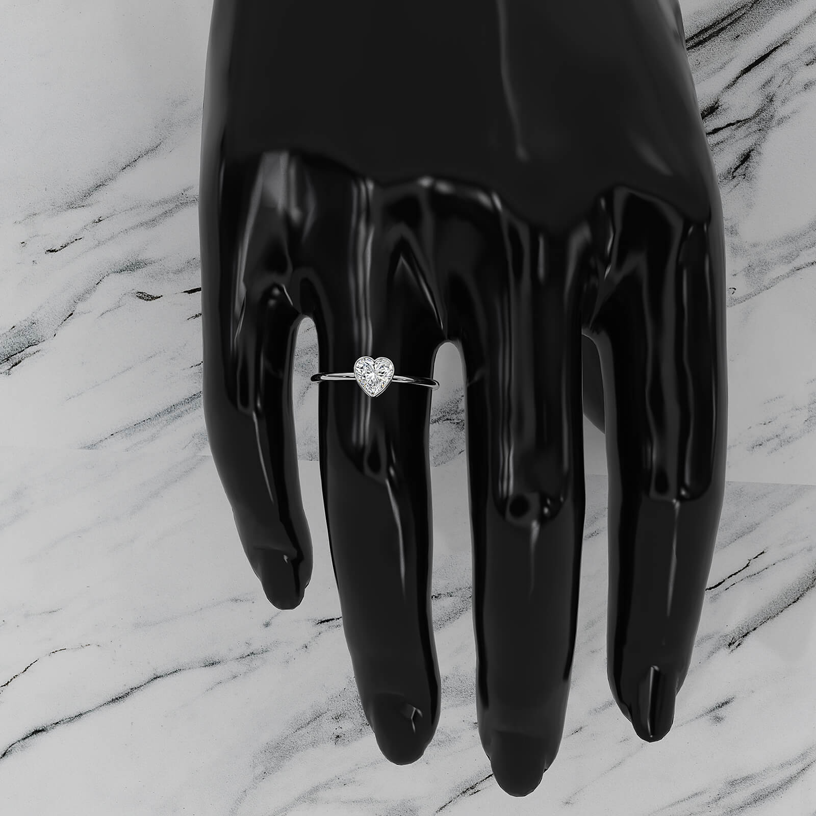 Stackable Heart Lab Diamond Bezel Set Engagement Ring 0.59ctw.