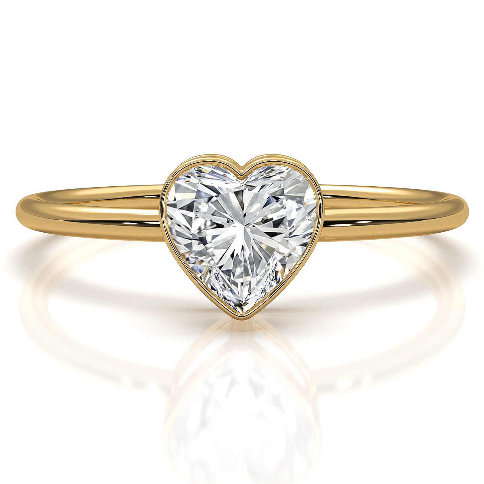 Stackable Heart Lab Diamond Bezel Set Engagement Ring 0.59ctw.