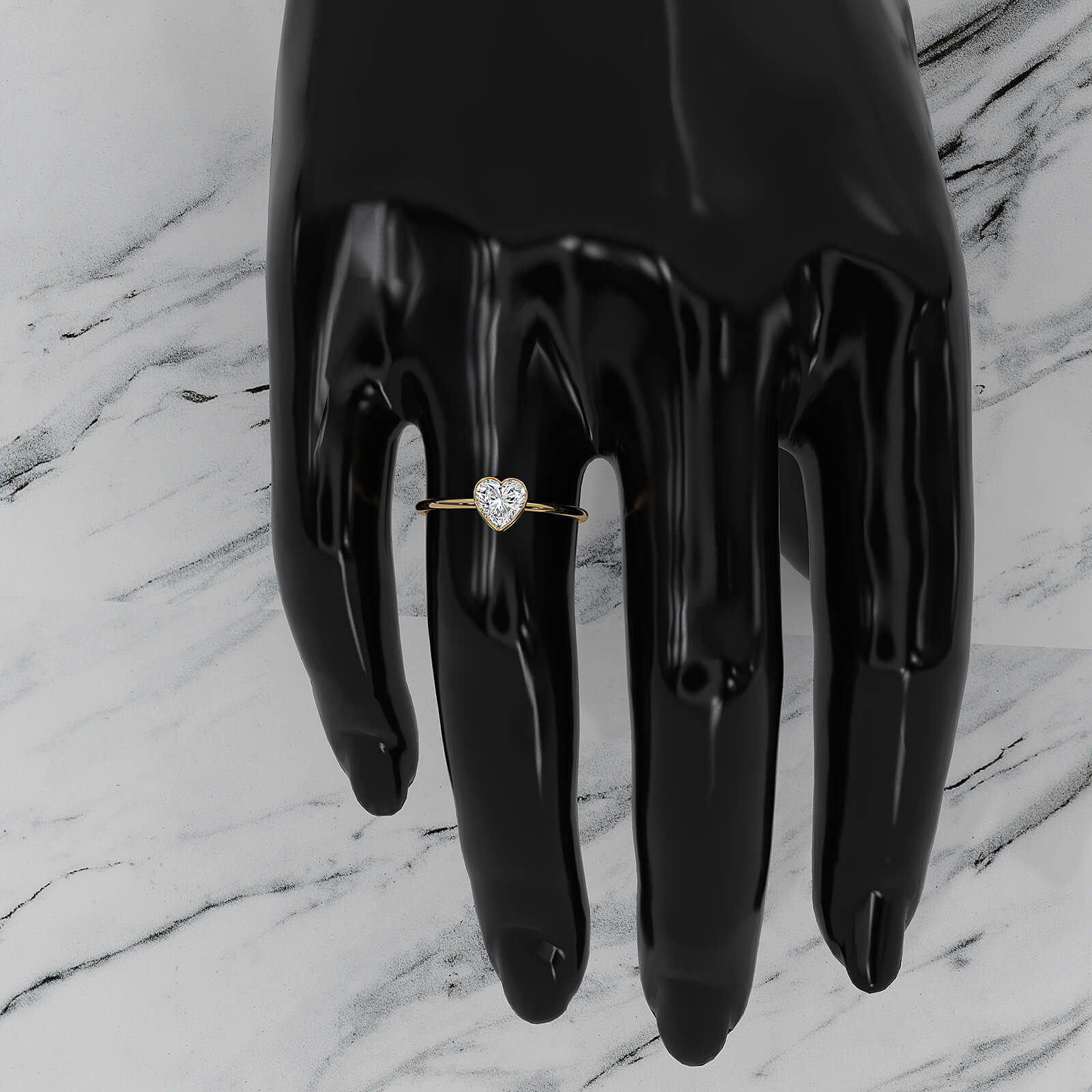 Stackable Heart Lab Diamond Bezel Set Engagement Ring 0.59ctw.