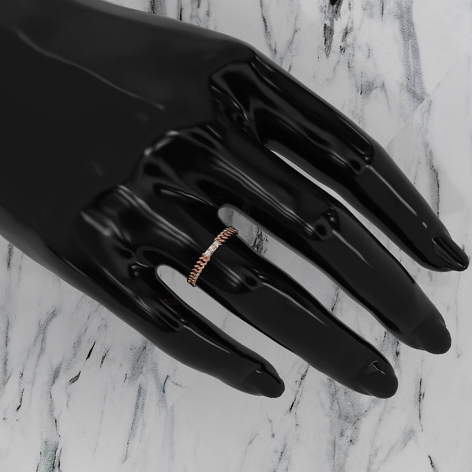 Bold Cuban Chain Link Minimalist Round Lab Diamond Fashion Ring 0.04ctw.