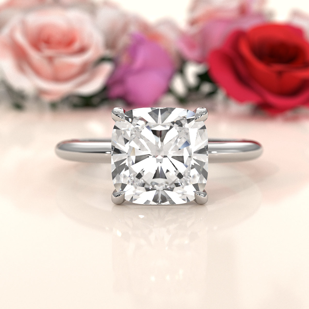 4g Knife Edge Solitaire Lab Grown Diamond Engagement Ring 2.5mm IGI Certified 3.00 Ctw.