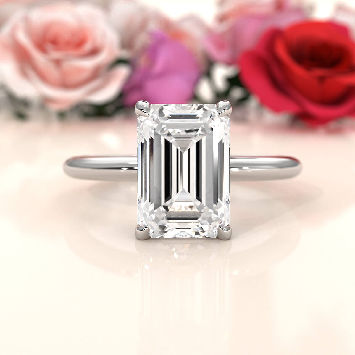 4g Knife Edge Solitaire Lab Grown Diamond Engagement Ring 2.5mm IGI Certified 3.00 Ctw.