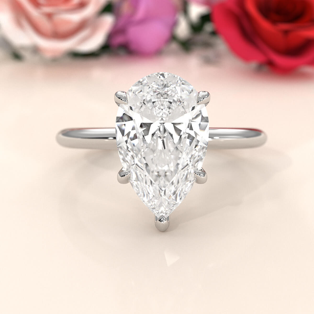 4g Knife Edge Solitaire Lab Grown Diamond Engagement Ring 2.5mm IGI Certified 3.00 Ctw.