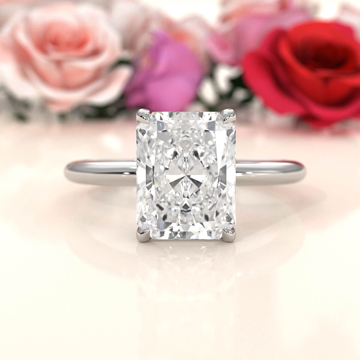 4g Knife Edge Solitaire Lab Grown Diamond Engagement Ring 2.5mm IGI Certified 3.00 Ctw.