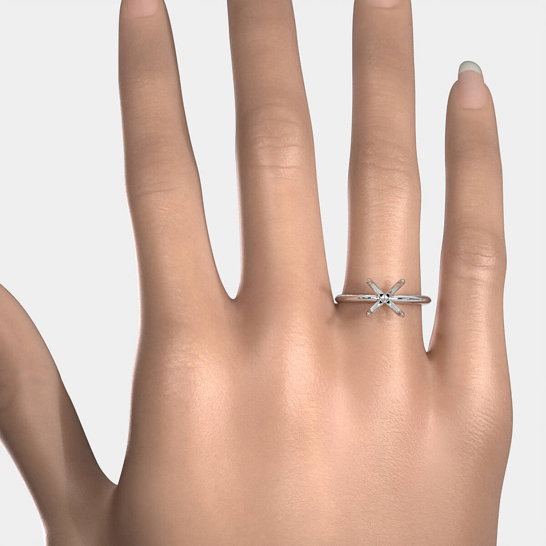 3g Claw Prong Set Solitaire Semi Mount Engagement Ring 2.2mm