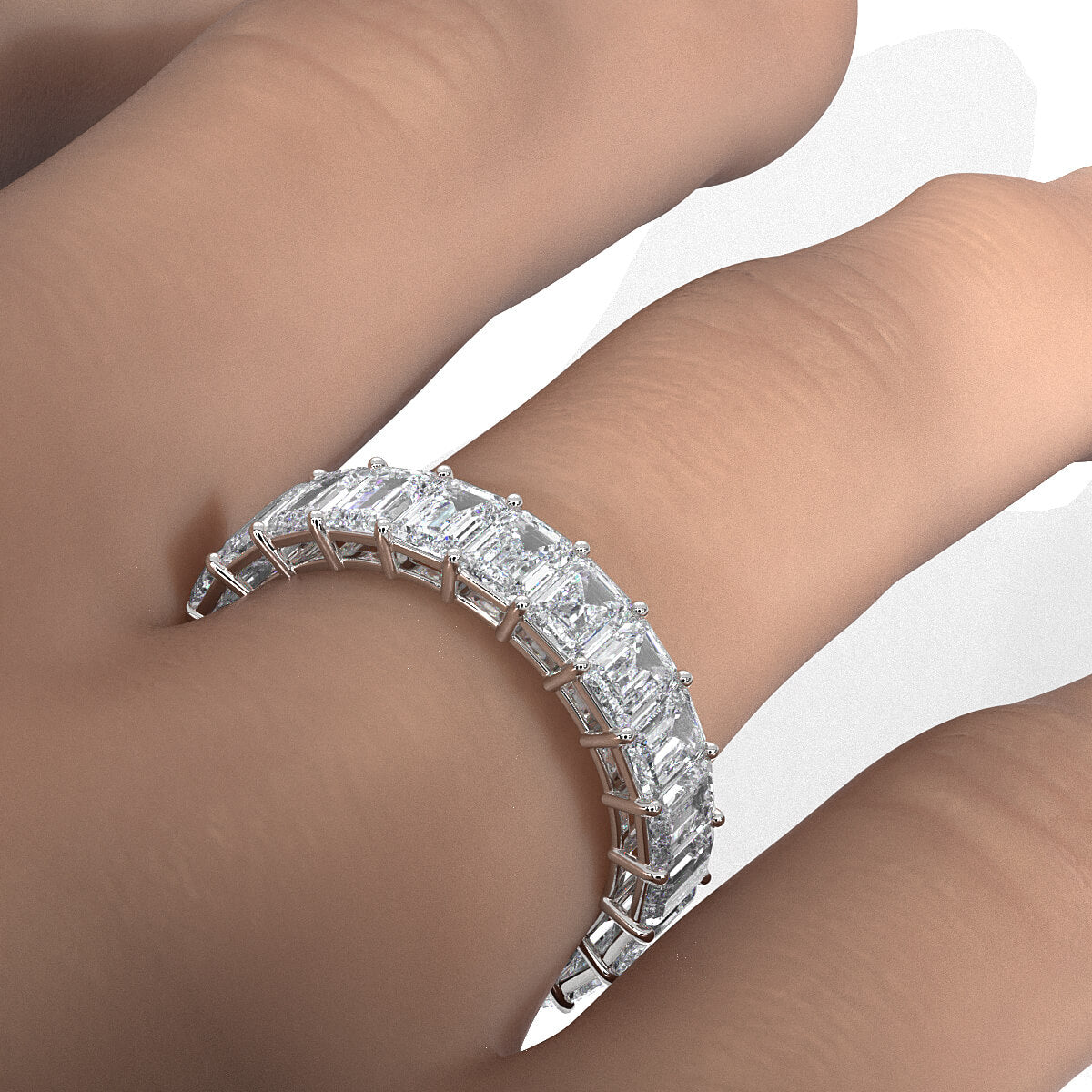 Shared Prong Emerald Cut Lab Diamond Eternity Wedding Band 4.2 mm 5.25ctw.