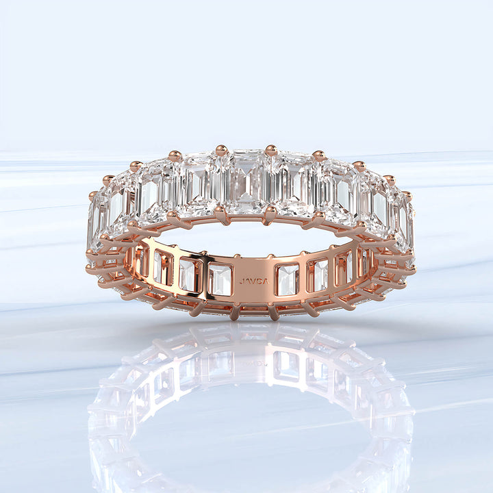 Shared Prong Emerald Cut Lab Diamond Eternity Wedding Band 4.2 mm 5.25ctw.
