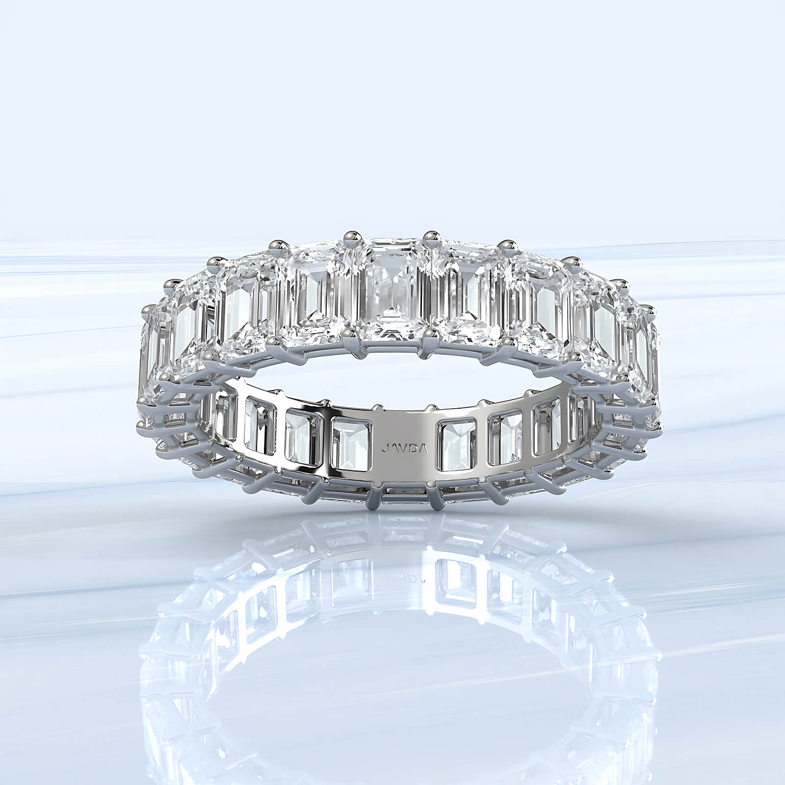Shared Prong Emerald Cut Lab Diamond Eternity Wedding Band 4.2 mm 5.25ctw.
