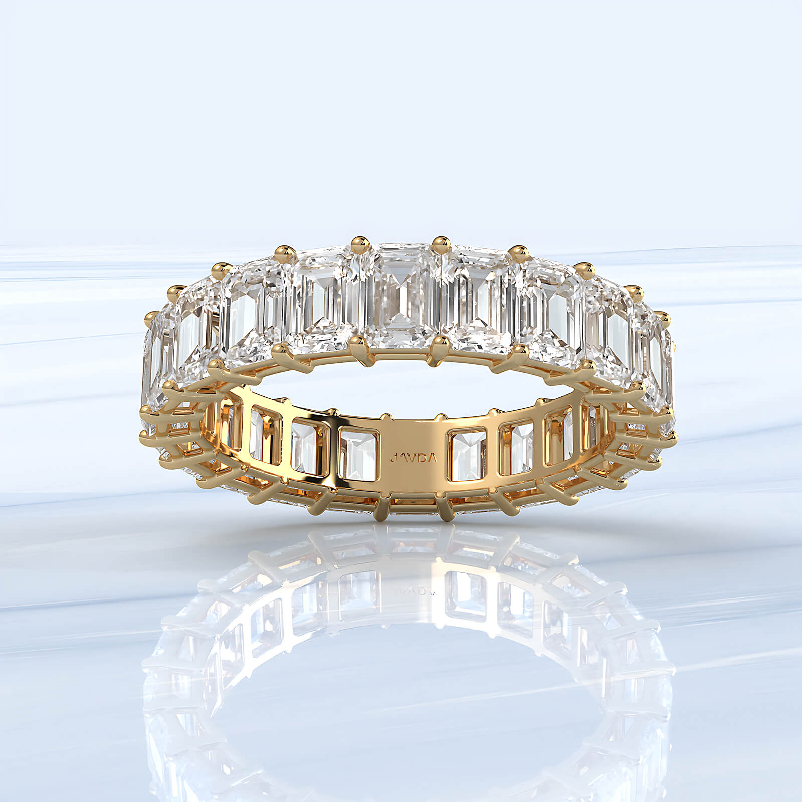 Shared Prong Emerald Cut Lab Diamond Eternity Wedding Band 4.2 mm 5.25ctw.