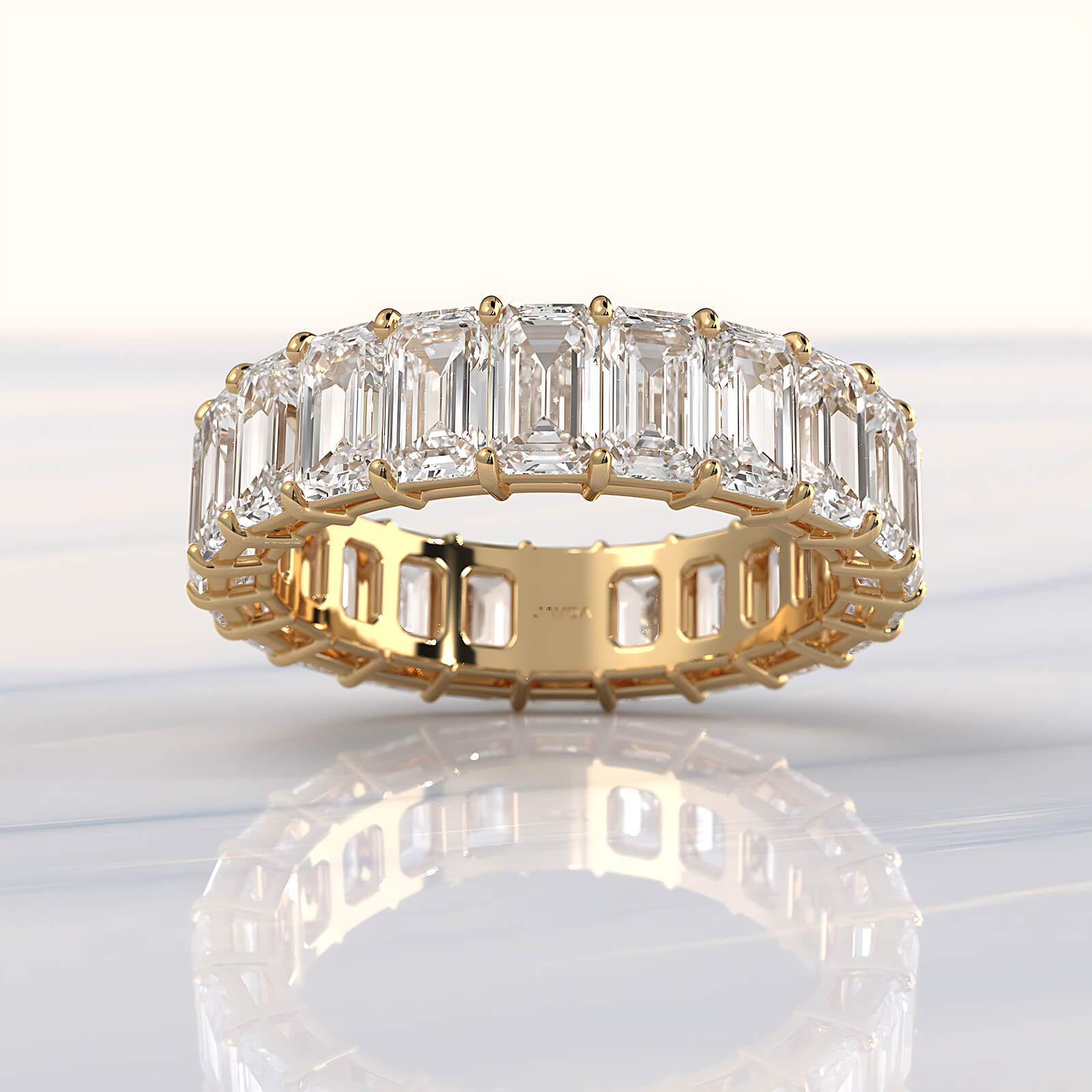 Emerald Lab Diamond Shared Prong Eternity Women's Wedding Band 5 mm 6.95ctw.