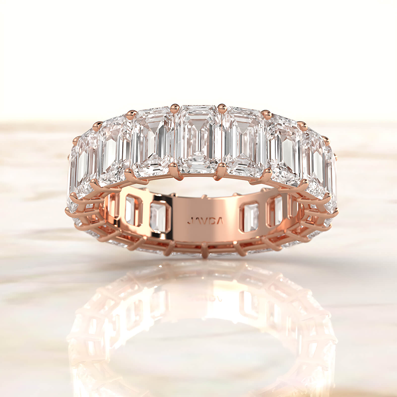 Emerald Lab Diamond Women's Shared Prong Wedding Band 5.5x3.5 mm 8.65ctw.