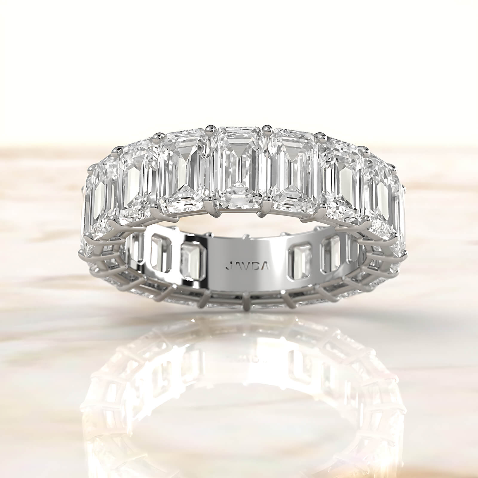 Emerald Lab Diamond Women's Shared Prong Wedding Band 5.5x3.5 mm 8.65ctw.