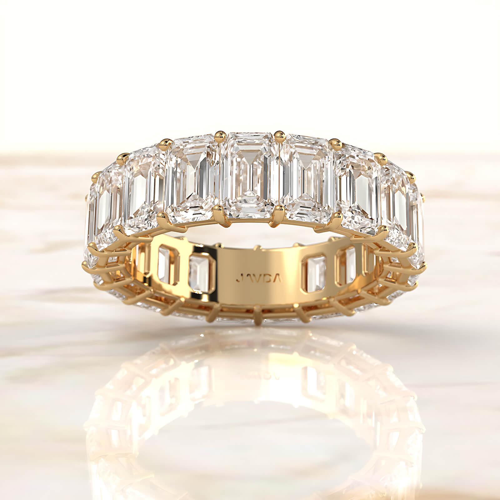 Emerald Lab Diamond Women's Shared Prong Wedding Band 5.5x3.5 mm 8.65ctw.