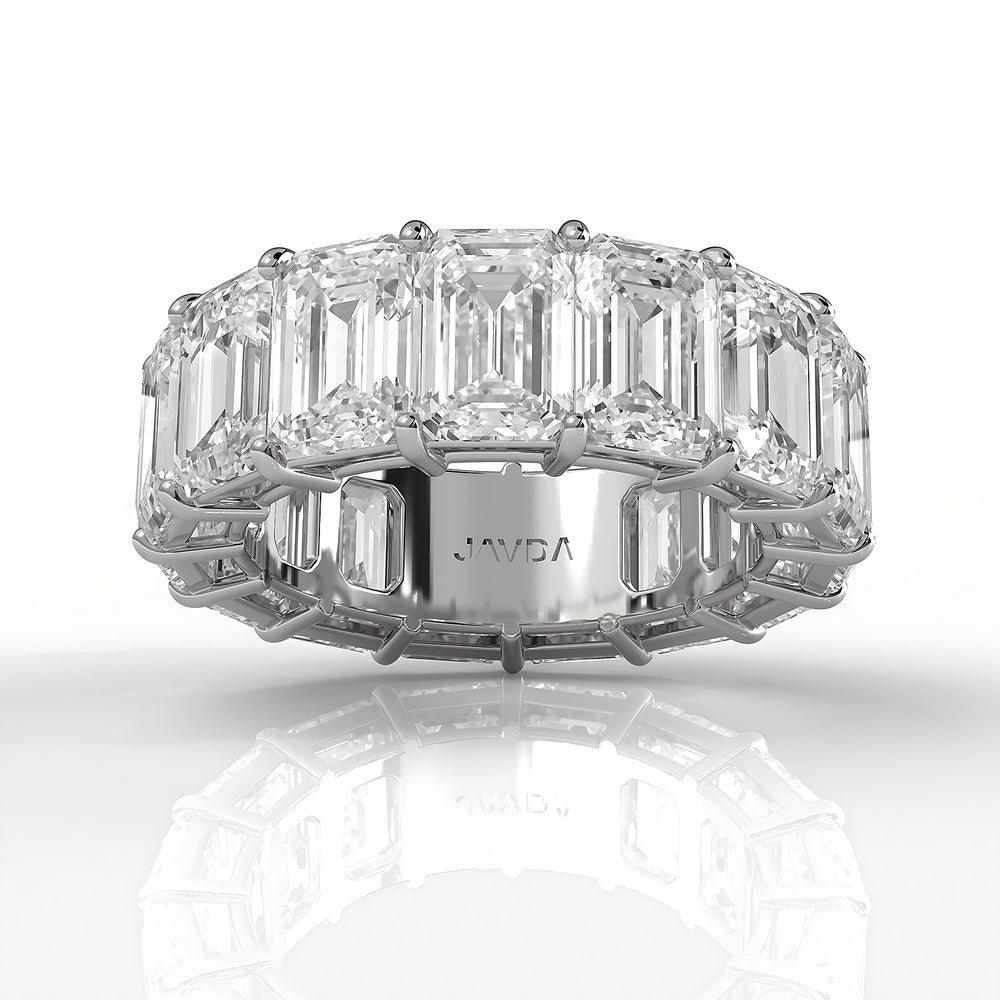 Women's Shared Prong Wedding Band Emerald Lab Diamond 6.75 mm 13.3ctw.