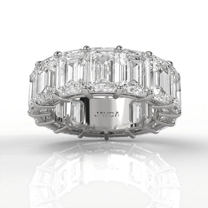 Women's Shared Prong Wedding Band Emerald Lab Diamond 6.75 mm 13.3ctw.