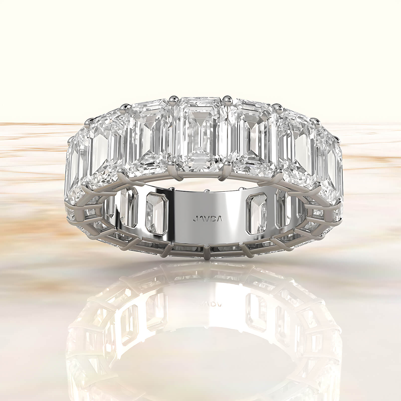 Emerald Lab Diamond Women's Shared Prong Wedding Band 6 mm 11.25ctw.