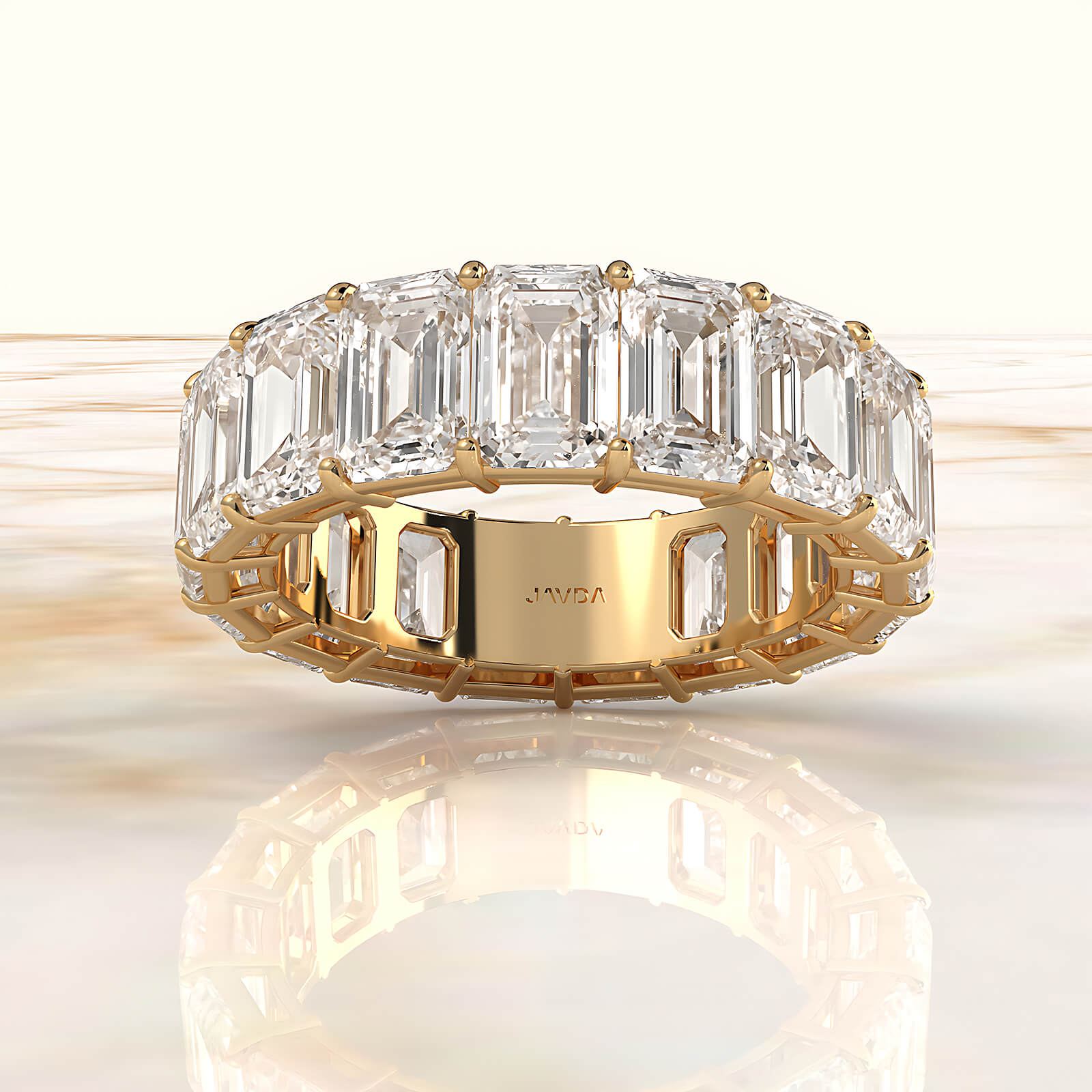 Emerald Lab Diamond Women's Shared Prong Wedding Band 6 mm 11.25ctw.