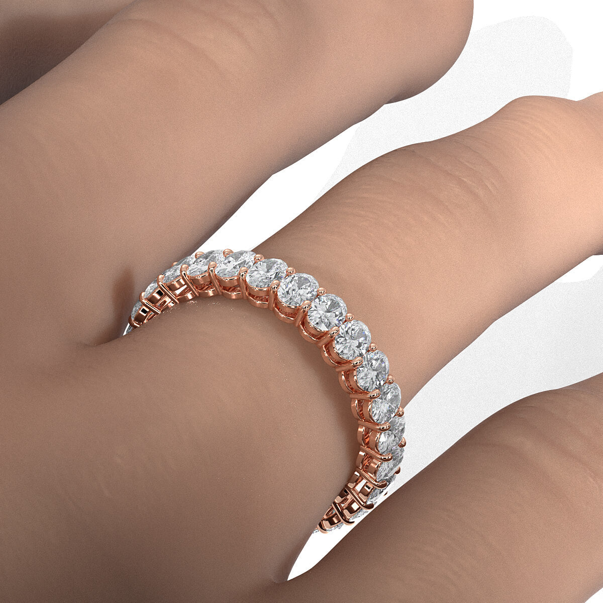 Oval Lab Diamond Women Shared Prong Wedding Band 3.5 mm 2.3ctw.