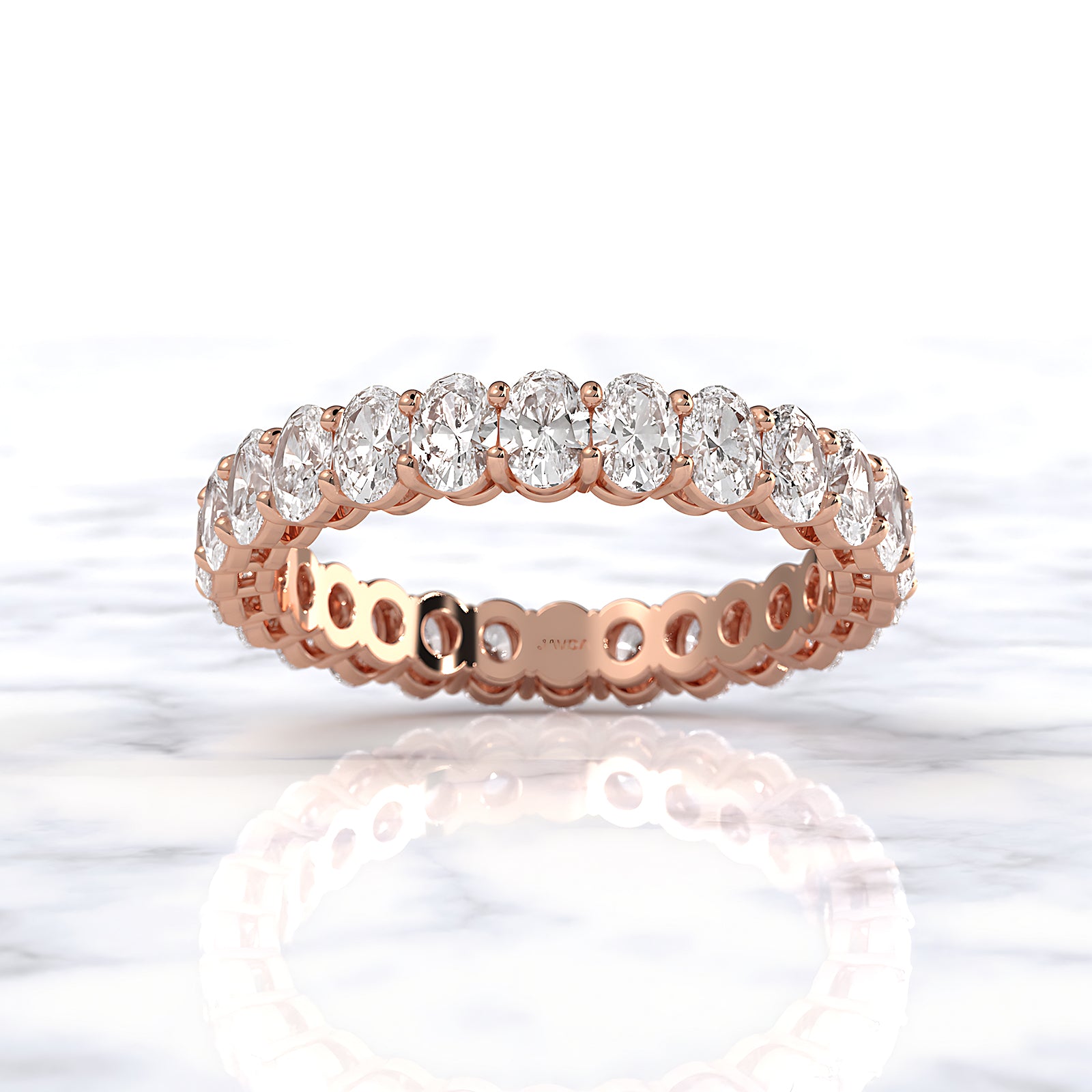 Oval Lab Diamond Women Shared Prong Wedding Band 3.5 mm 2.3ctw.