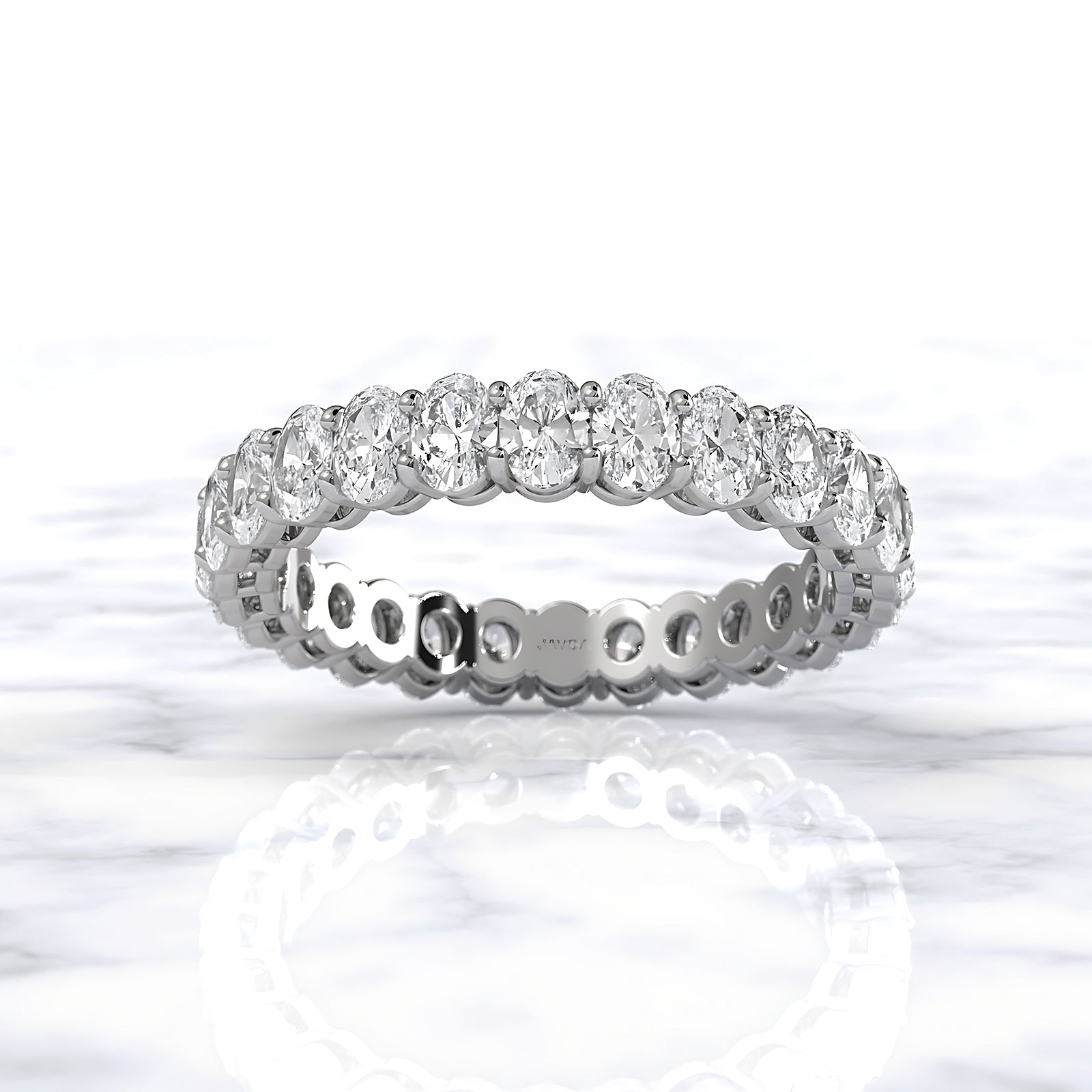 Oval Lab Diamond Women Shared Prong Wedding Band 3.5 mm 2.3ctw.