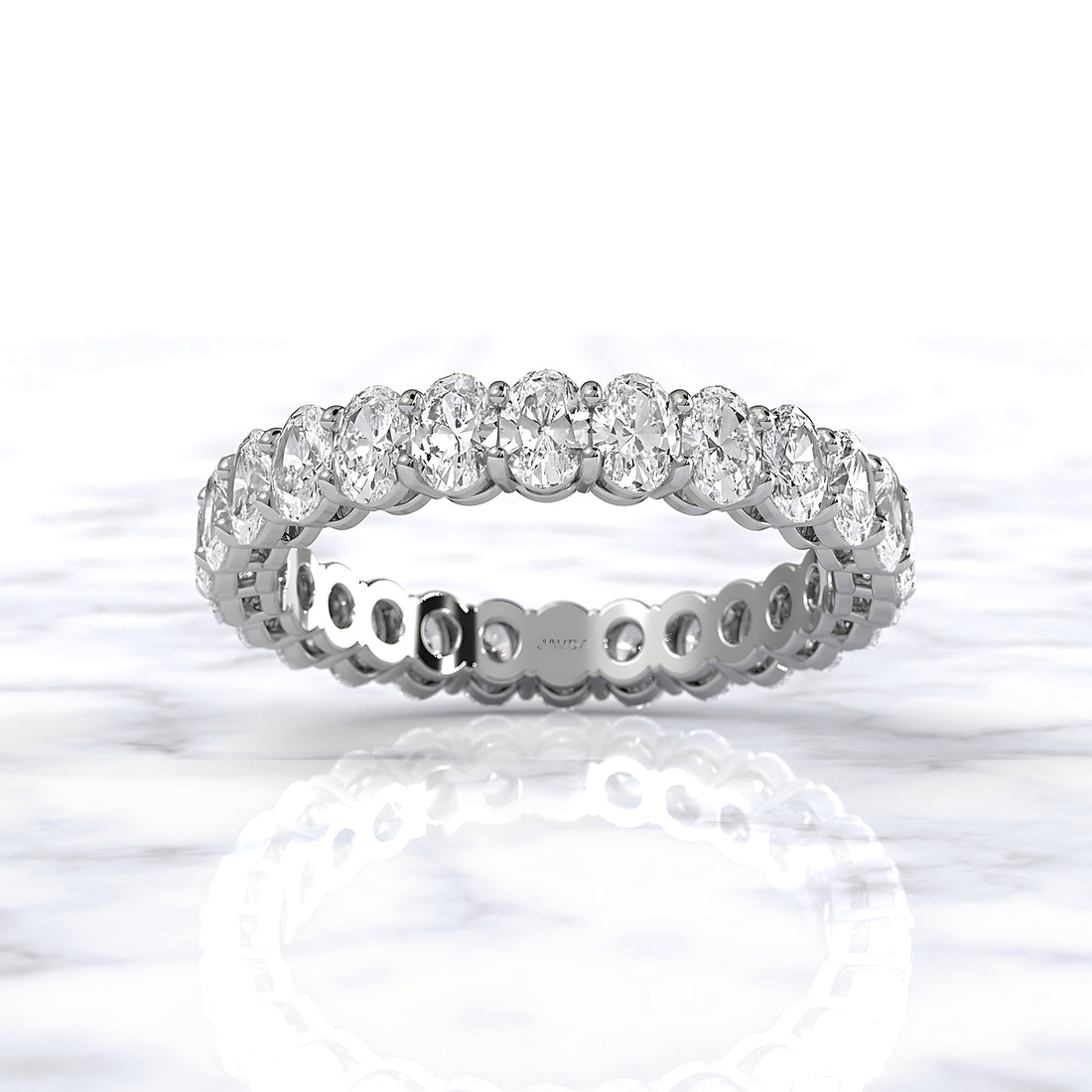 Oval Lab Diamond Women Shared Prong Wedding Band 3.5 mm 2.3ctw.