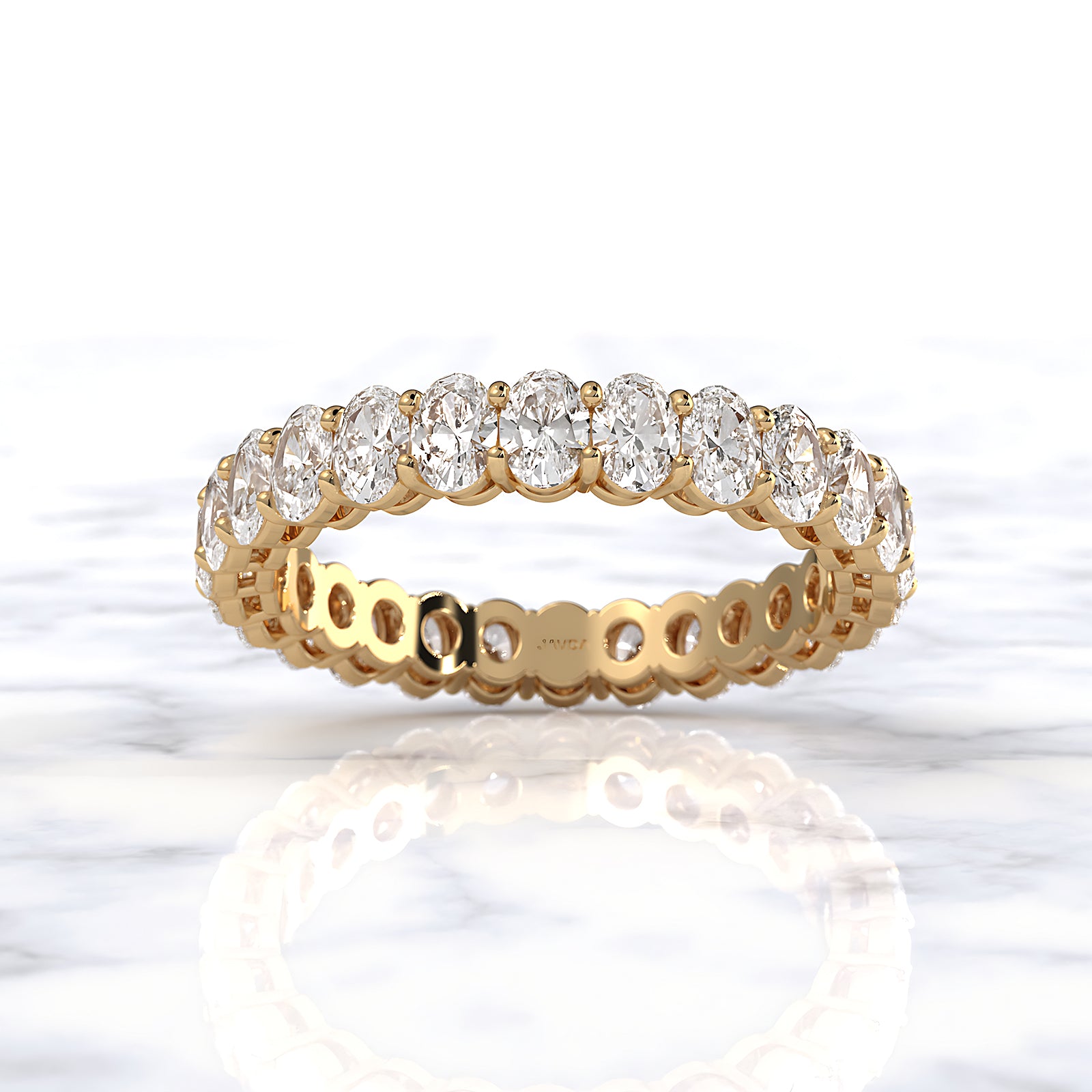 Oval Lab Diamond Women Shared Prong Wedding Band 3.5 mm 2.3ctw.