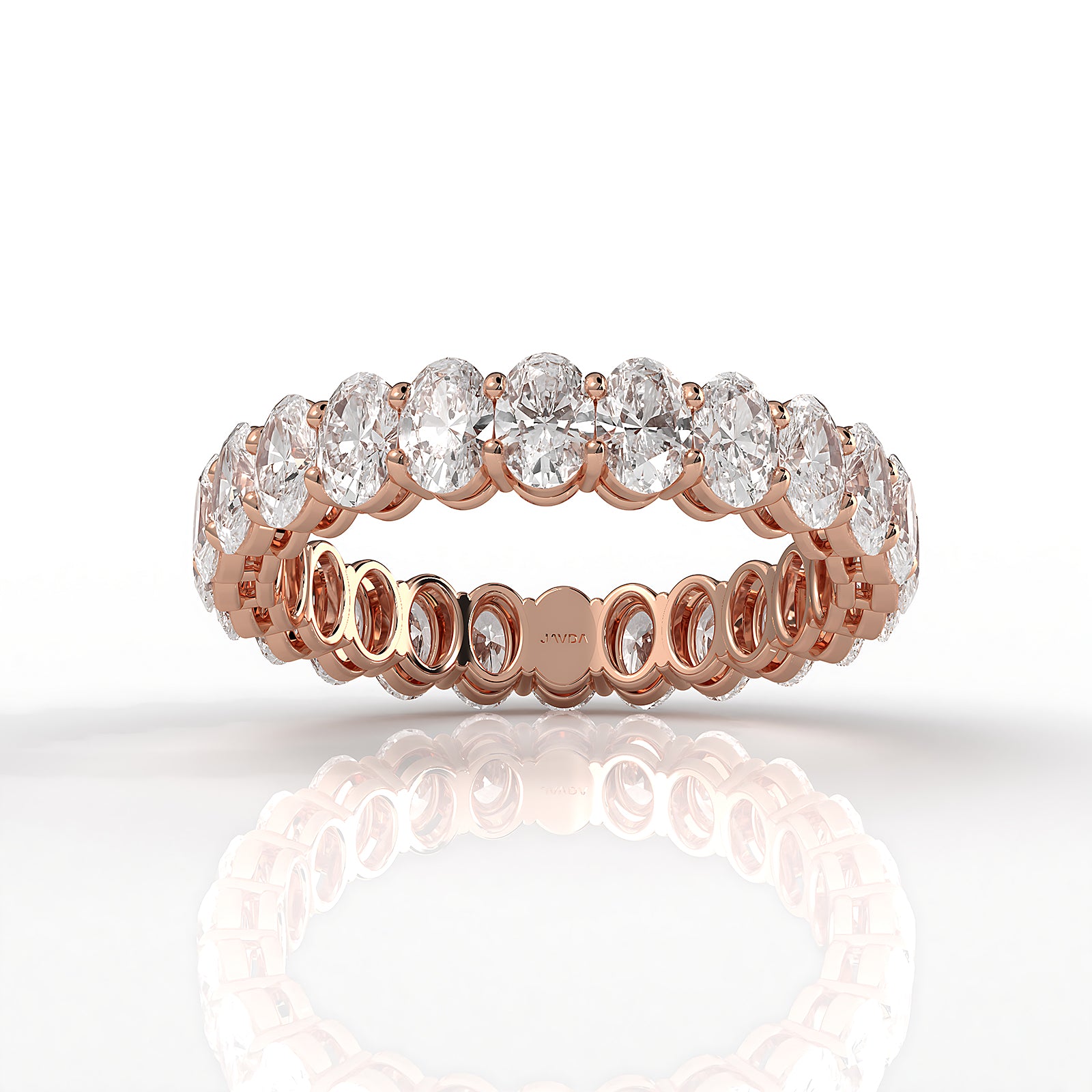 Women's Shared Prong Wedding Band Oval Lab Diamond 4 mm 2.9ctw.