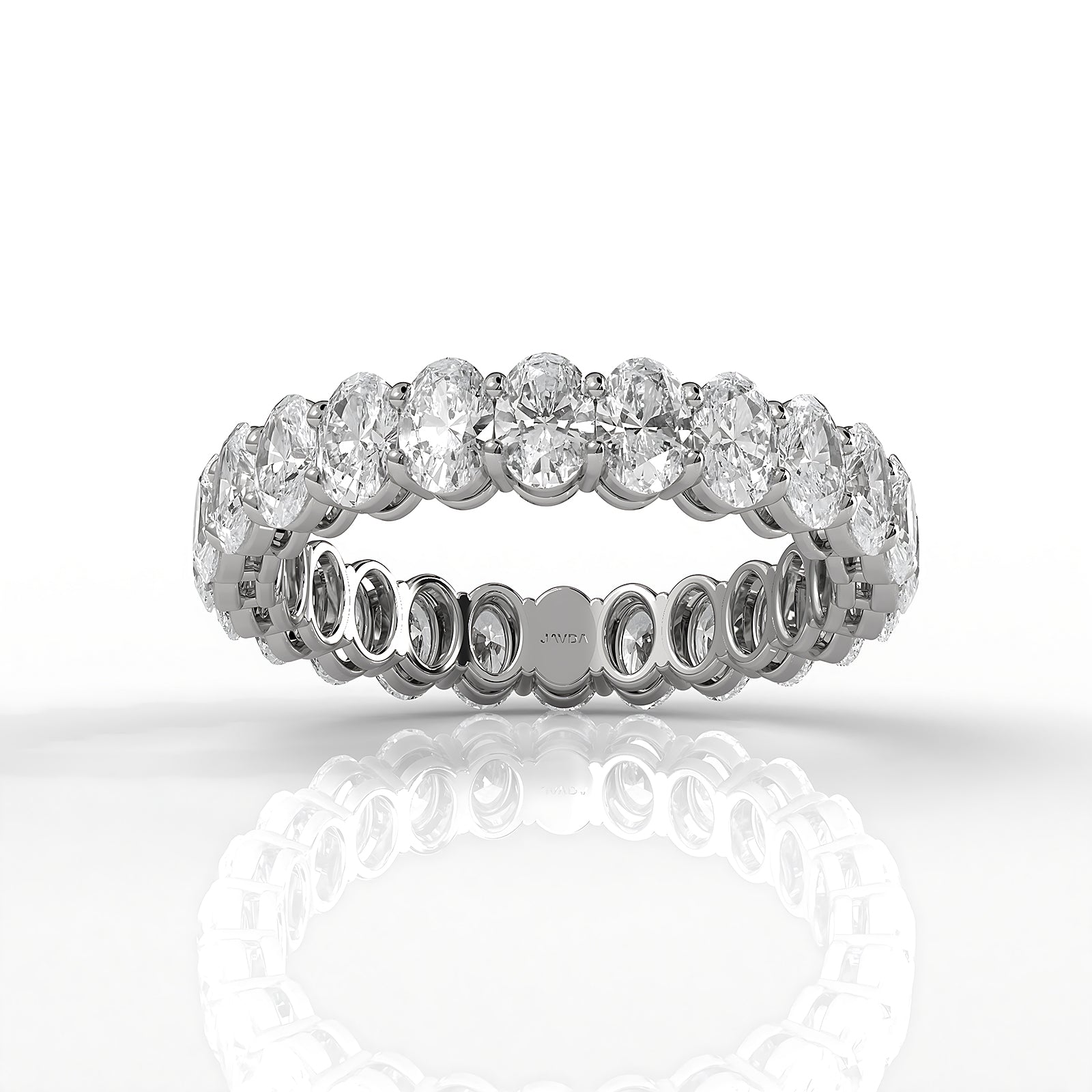 Women's Shared Prong Wedding Band Oval Lab Diamond 4 mm 2.9ctw.