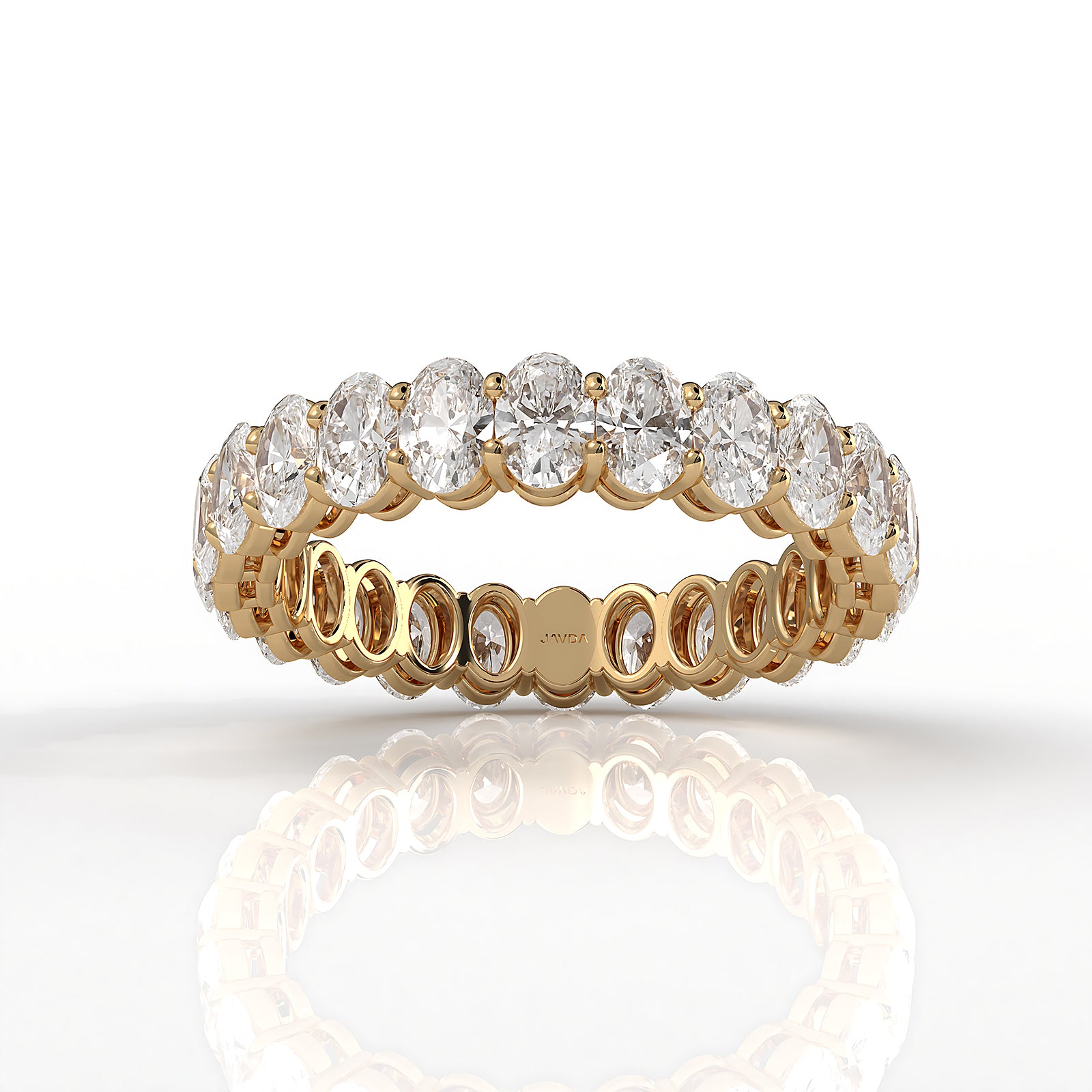 Women's Shared Prong Wedding Band Oval Lab Diamond 4 mm 2.9ctw.