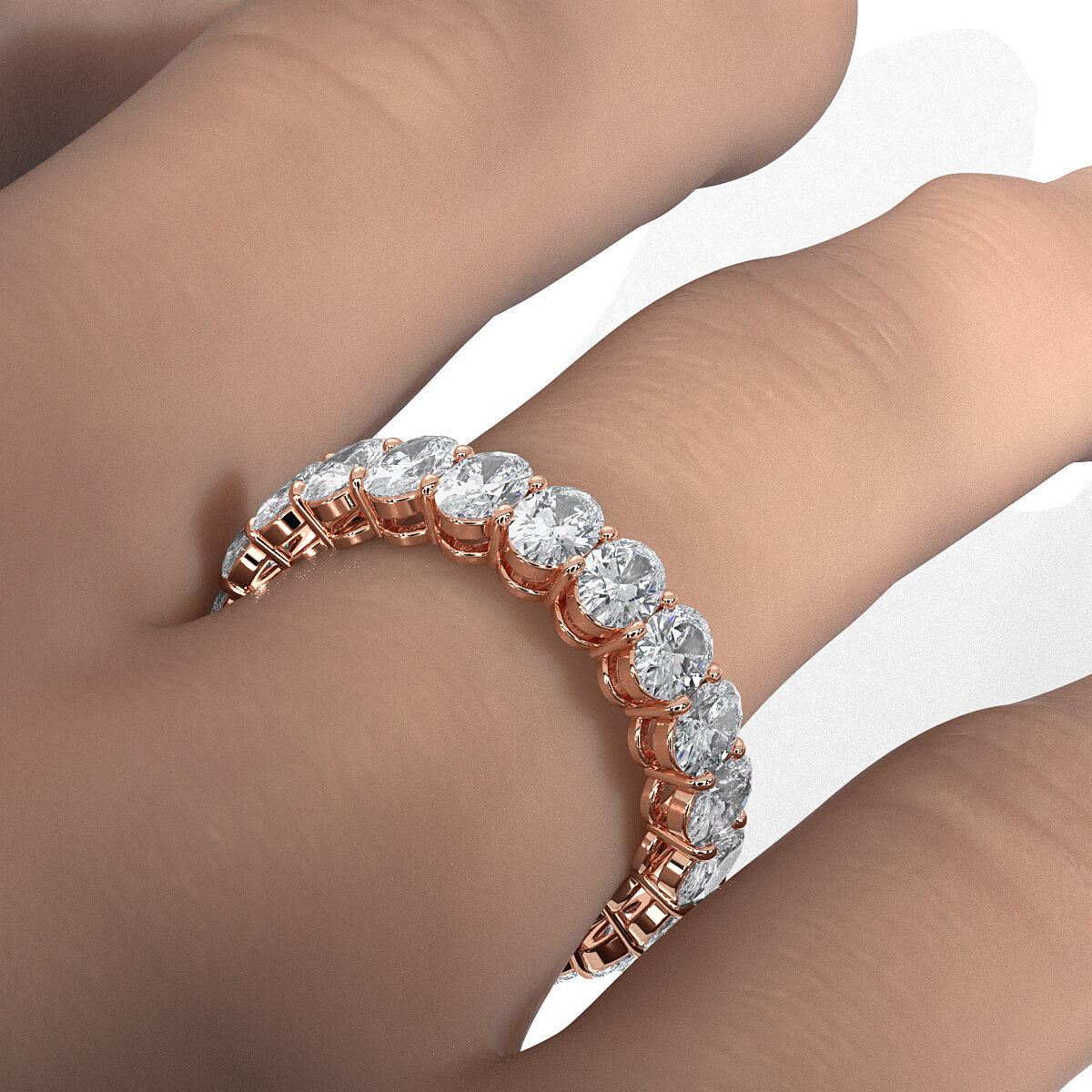 Oval Lab Diamond Women's Shared Prong Wedding Band 4.5X 3.25mm 4ctw.