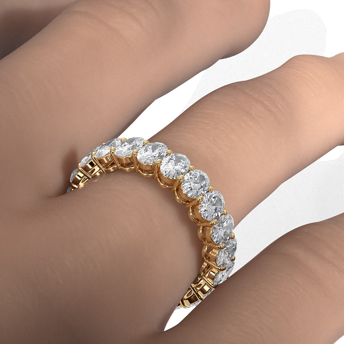 Oval Lab Diamond Women's Shared Prong Wedding Band 4.5X 3.25mm 4ctw.