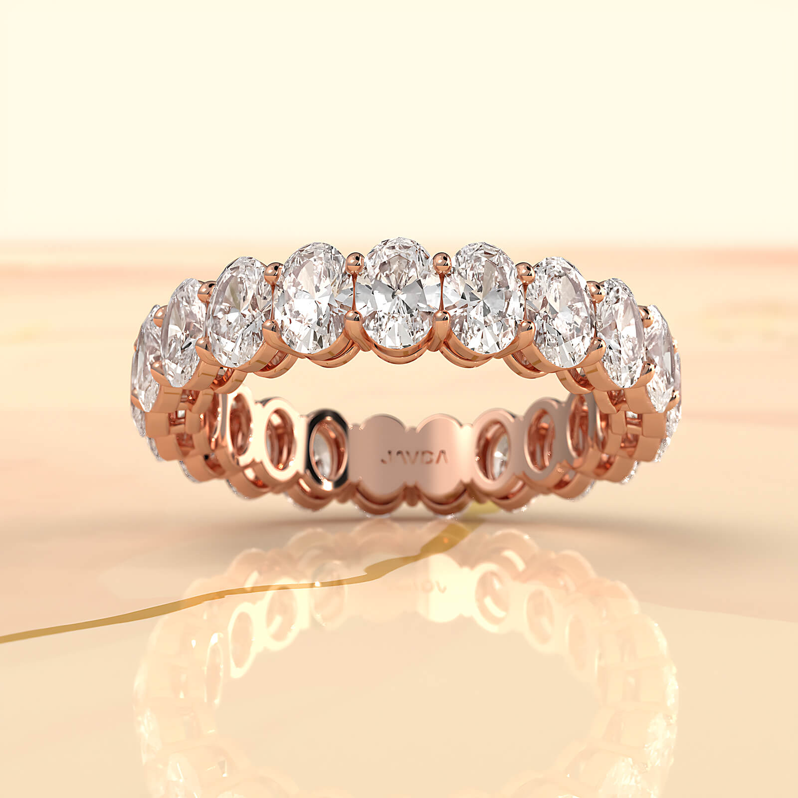 Oval Lab Diamond Women's Shared Prong Wedding Band 4.5X 3.25mm 4ctw.