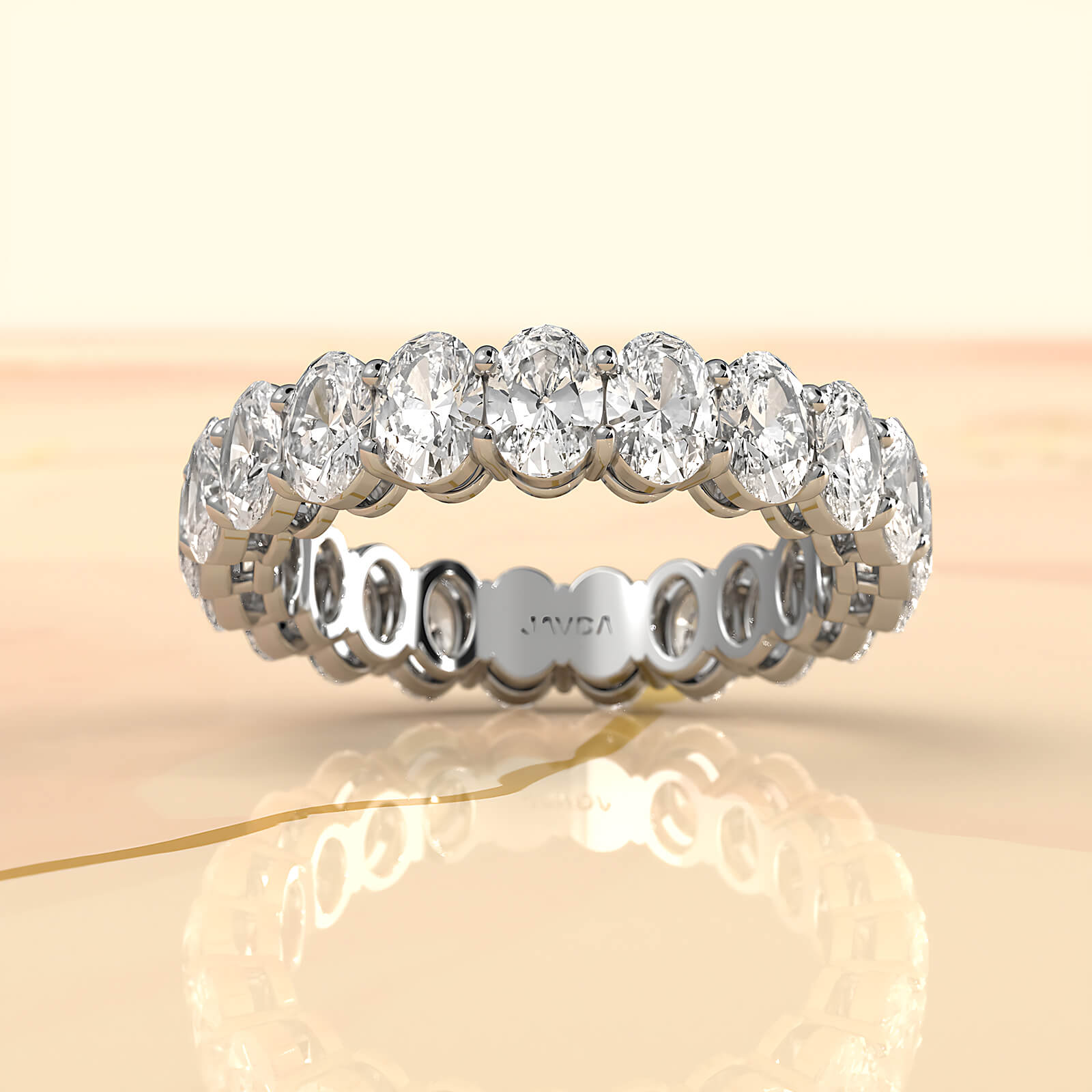 Oval Lab Diamond Women's Shared Prong Wedding Band 4.5X 3.25mm 4ctw.