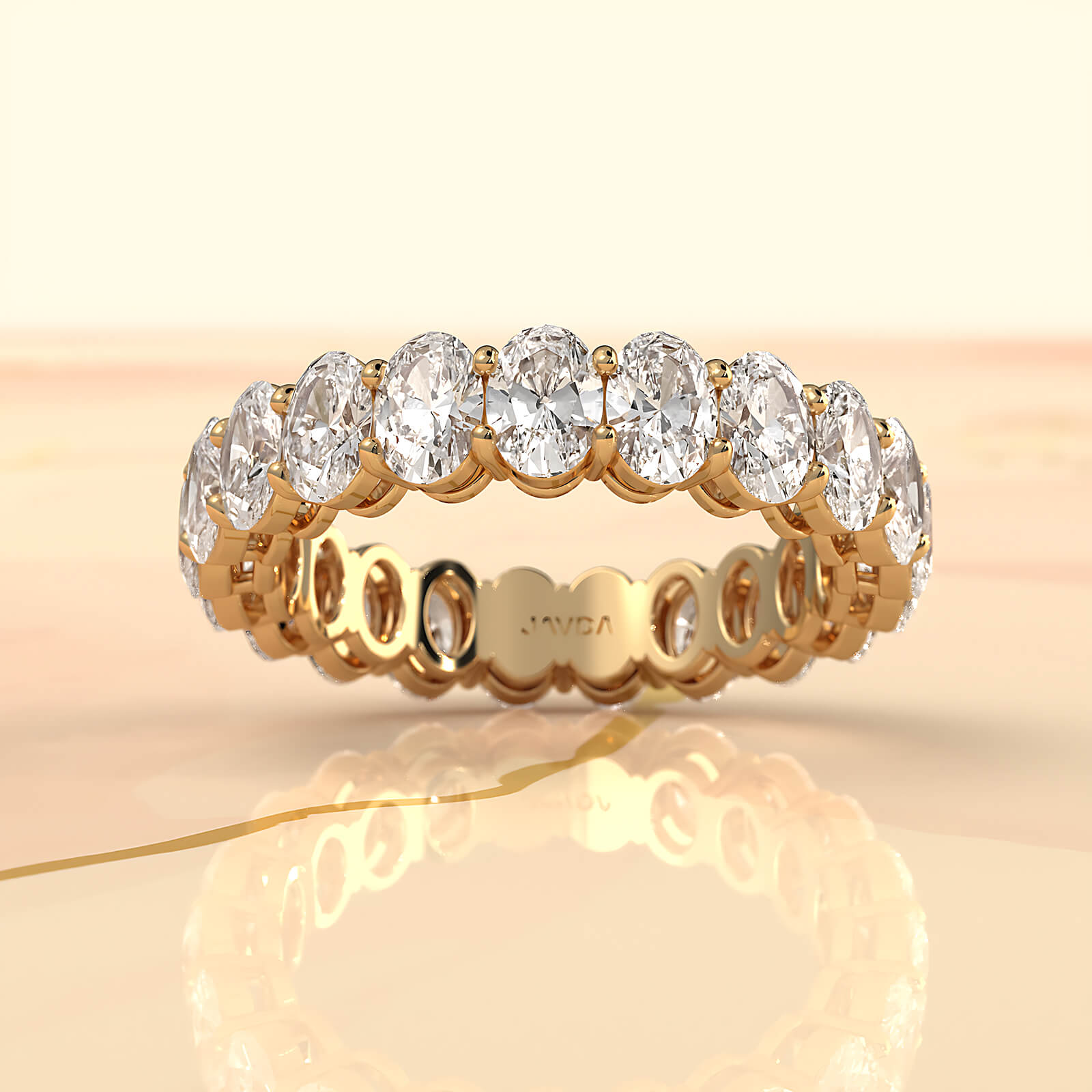 Oval Lab Diamond Women's Shared Prong Wedding Band 4.5X 3.25mm 4ctw.